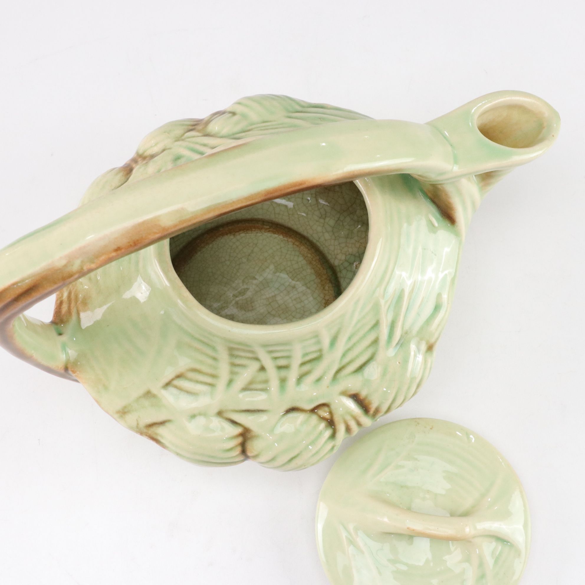 McCoy Pottery "Pine Cone" Ceramic Teapot, Creamer & Sugar Bowl