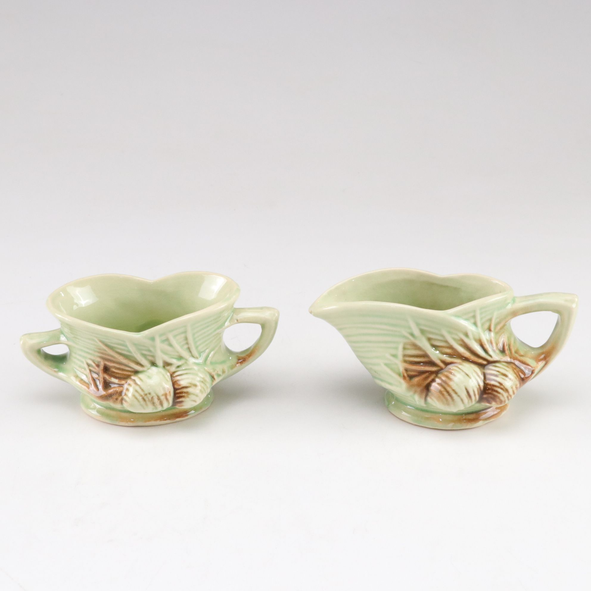 McCoy Pottery "Pine Cone" Ceramic Teapot, Creamer & Sugar Bowl
