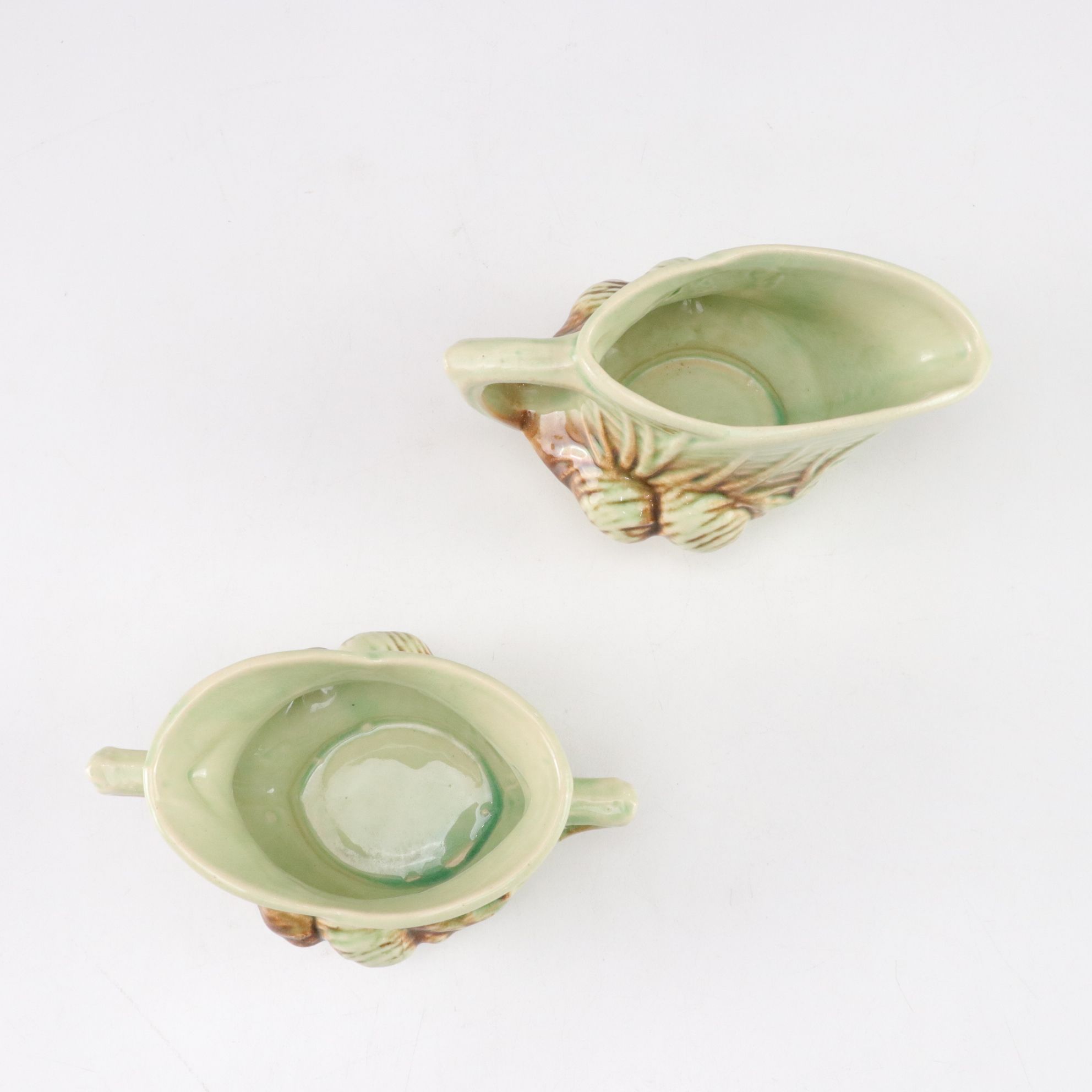 McCoy Pottery "Pine Cone" Ceramic Teapot, Creamer & Sugar Bowl