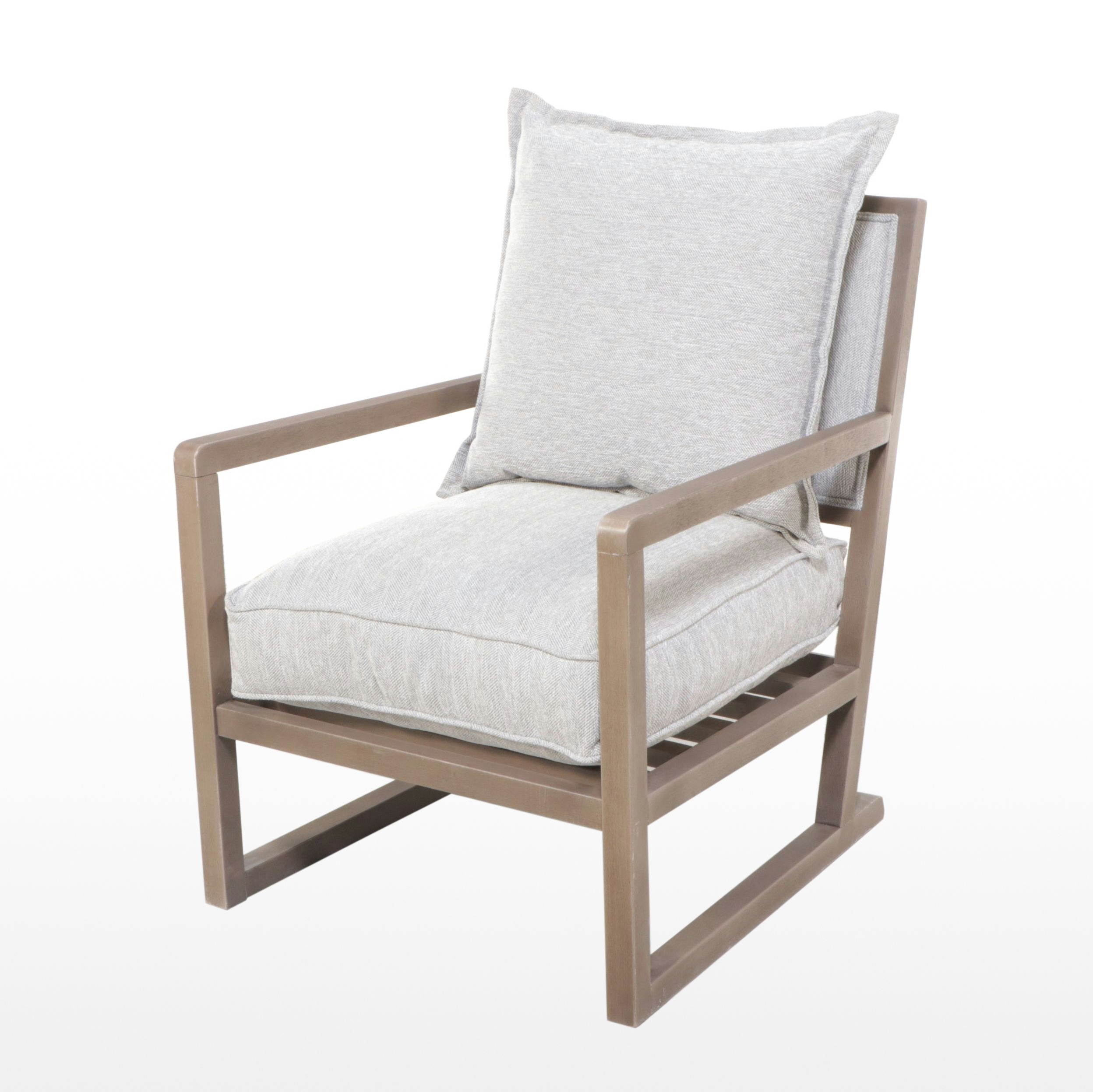 Mercana Contemporary Bleach Wood Accent Chair with Removable Cushions