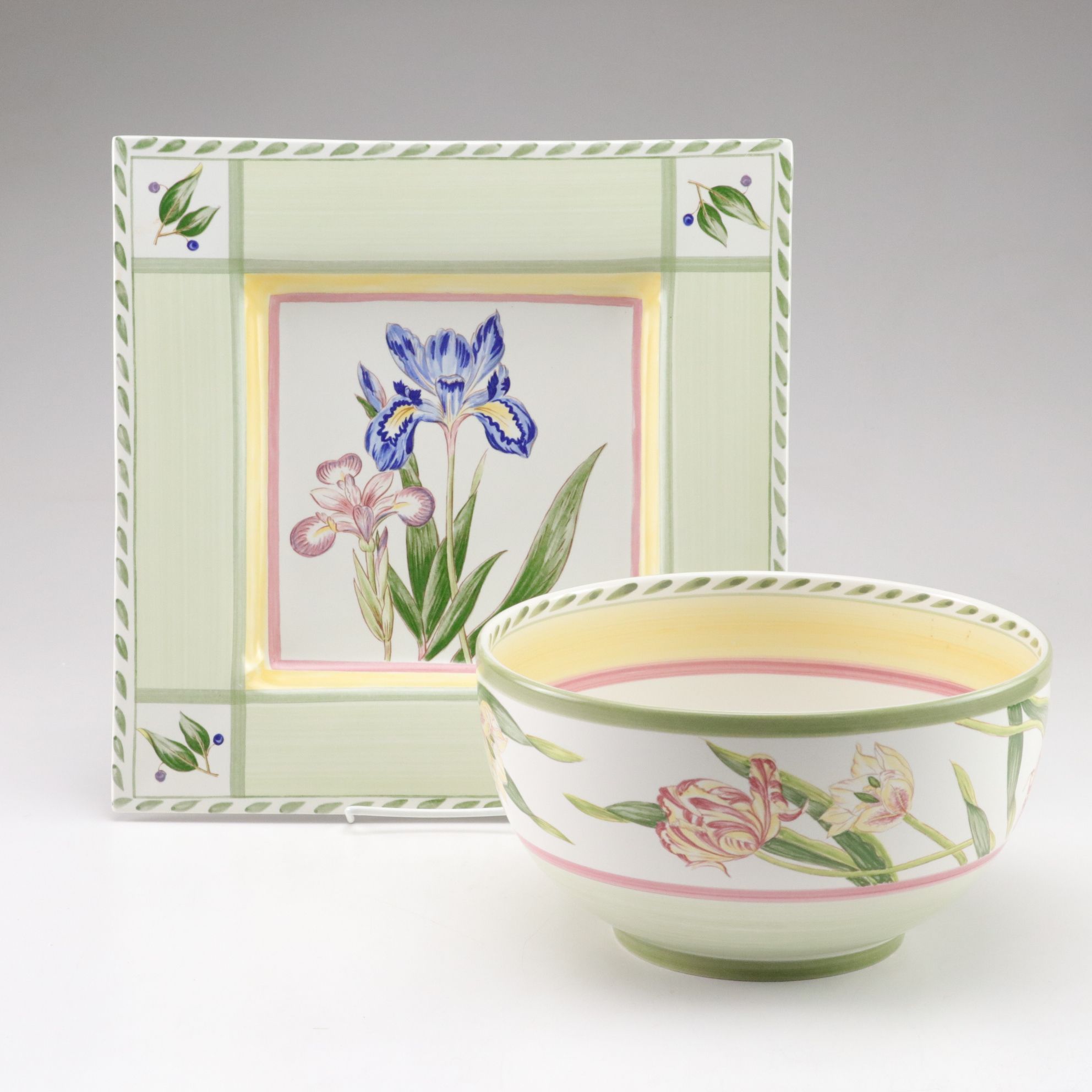 Noritake "Gourmet Garden" Square Platter & Salad Serving Bowl