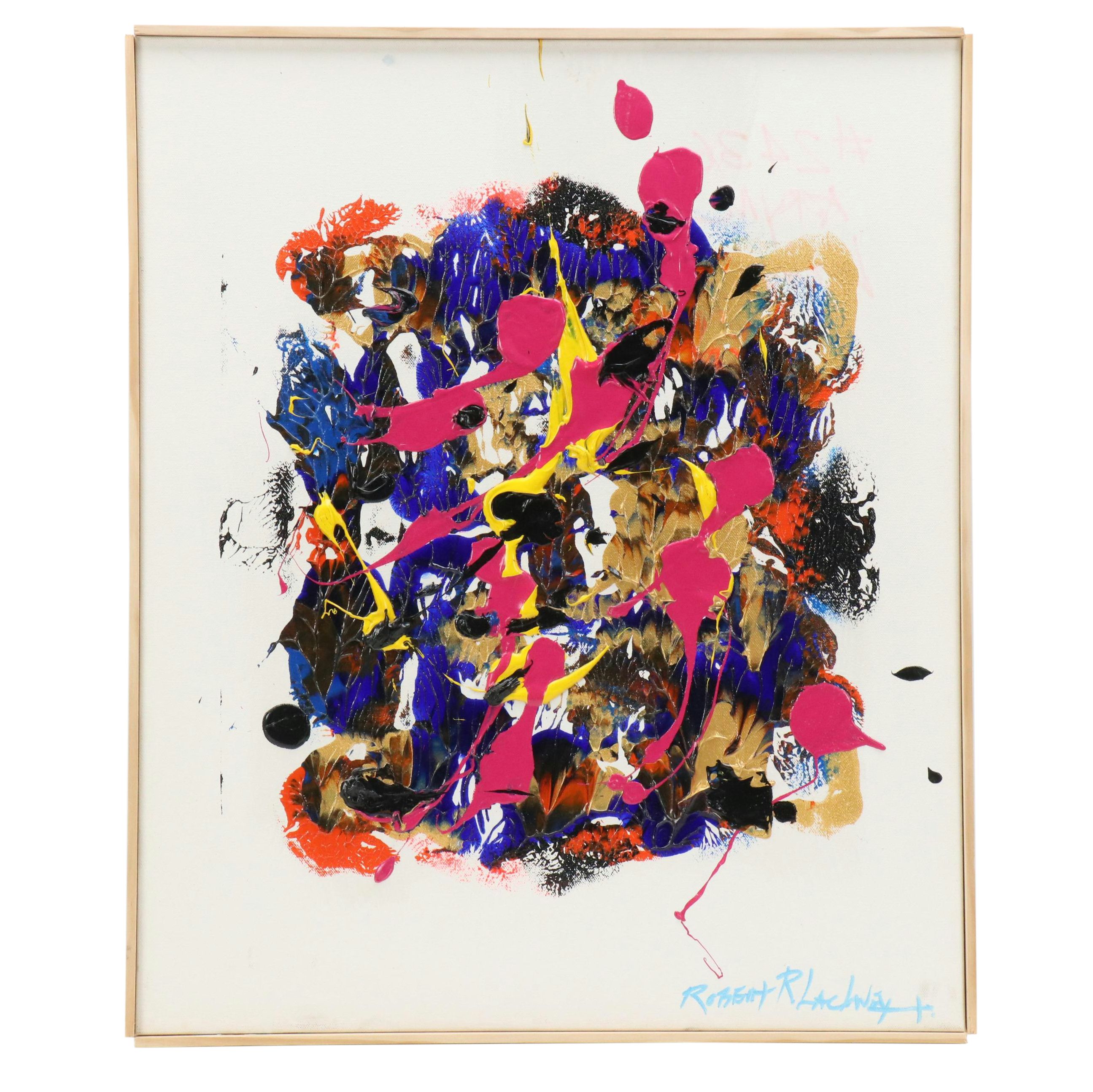 Robert R. Lackney Impasto Abstract Acrylic Painting "Joy Of The Hunt"