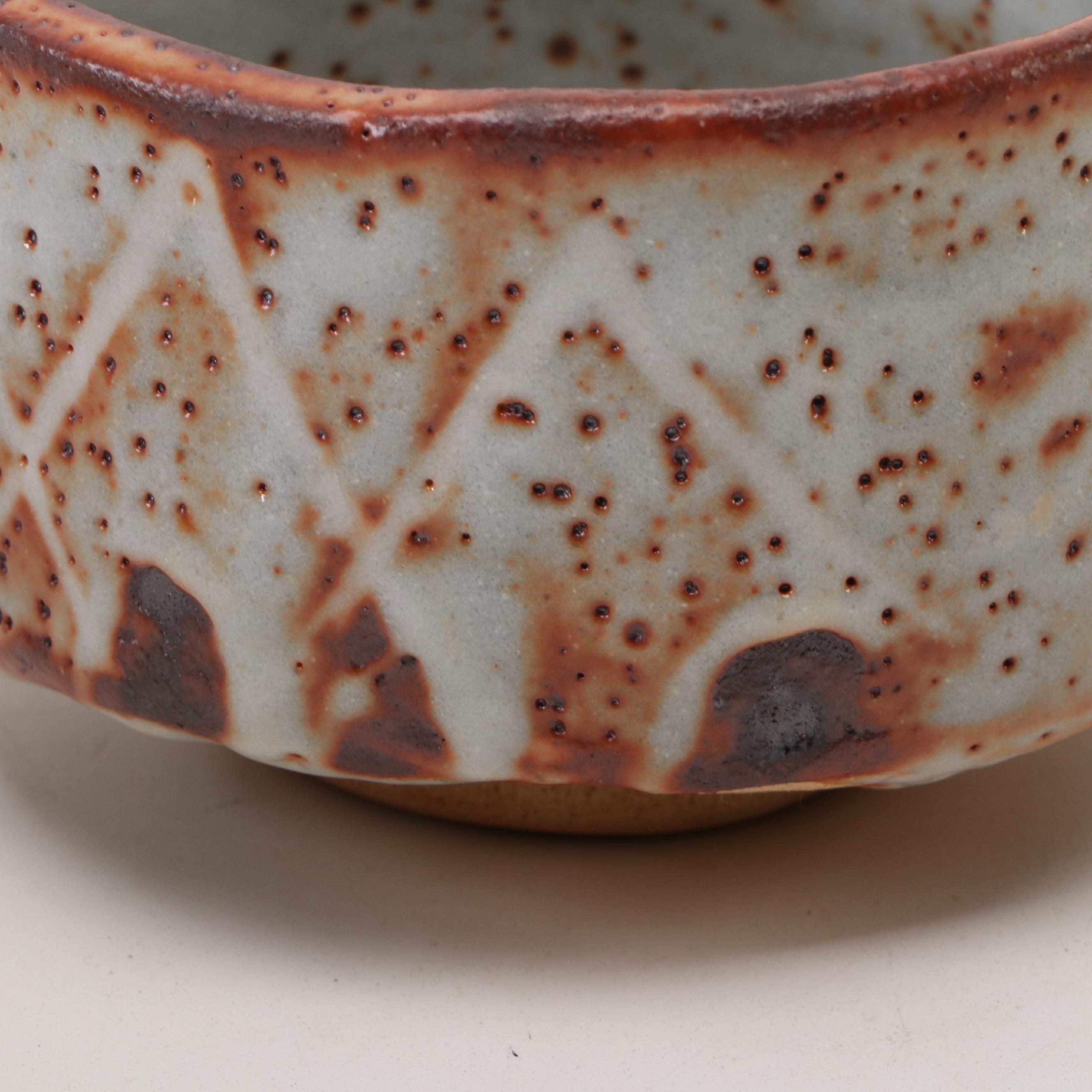 Japanese Shino Ware Stoneware Tea Bowl with Presentation Box