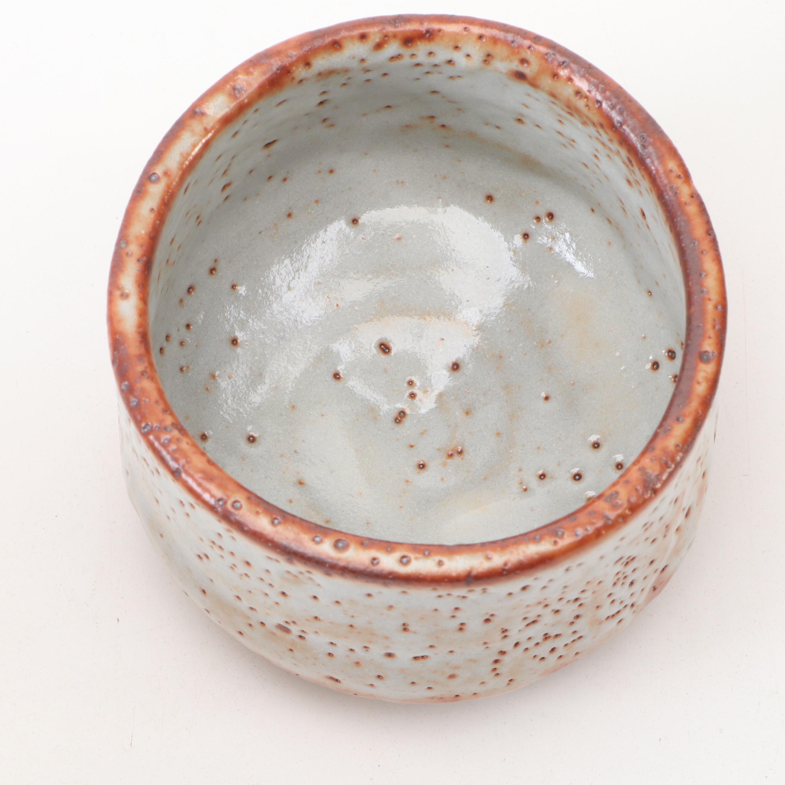 Japanese Shino Ware Stoneware Tea Bowl with Presentation Box