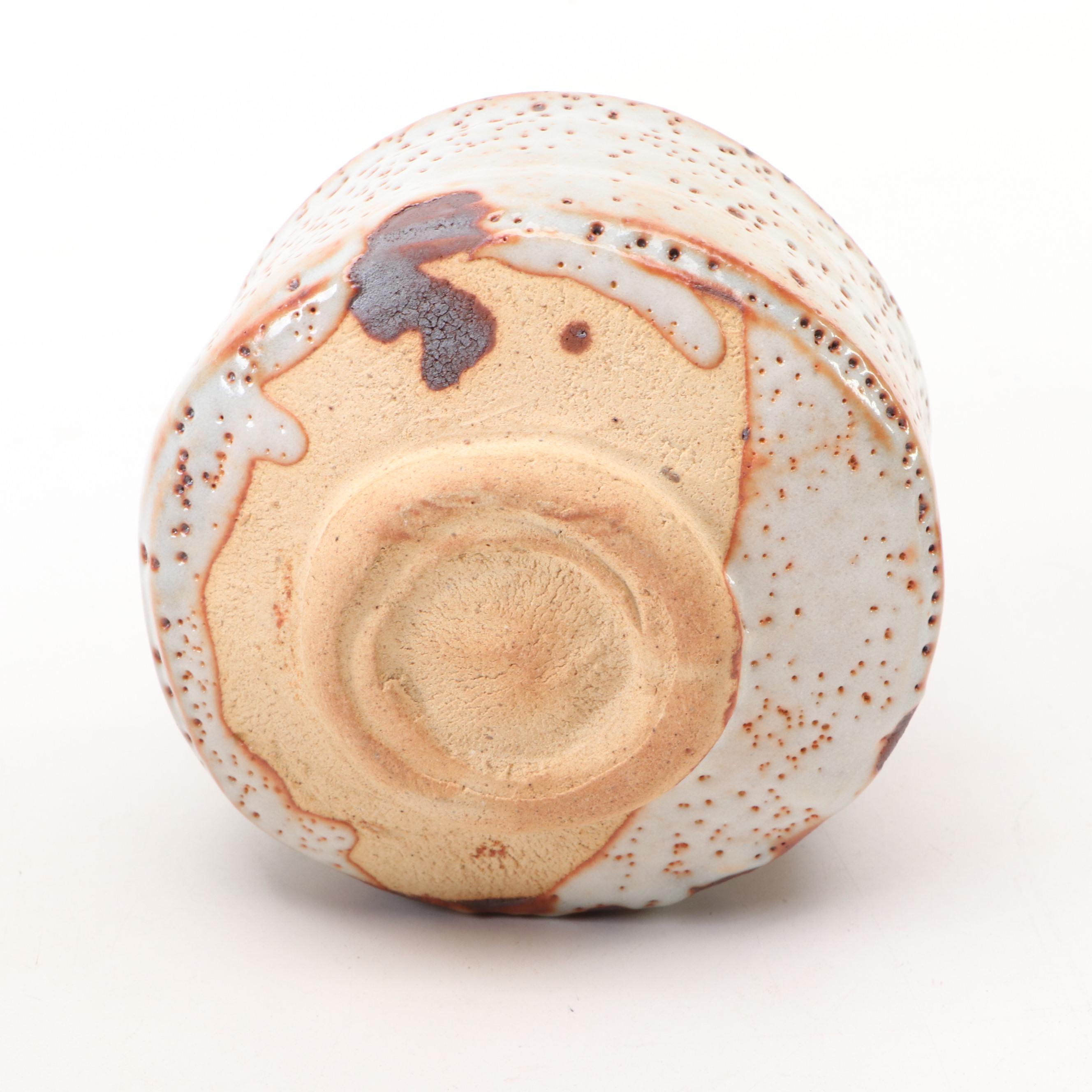 Japanese Shino Ware Stoneware Tea Bowl with Presentation Box