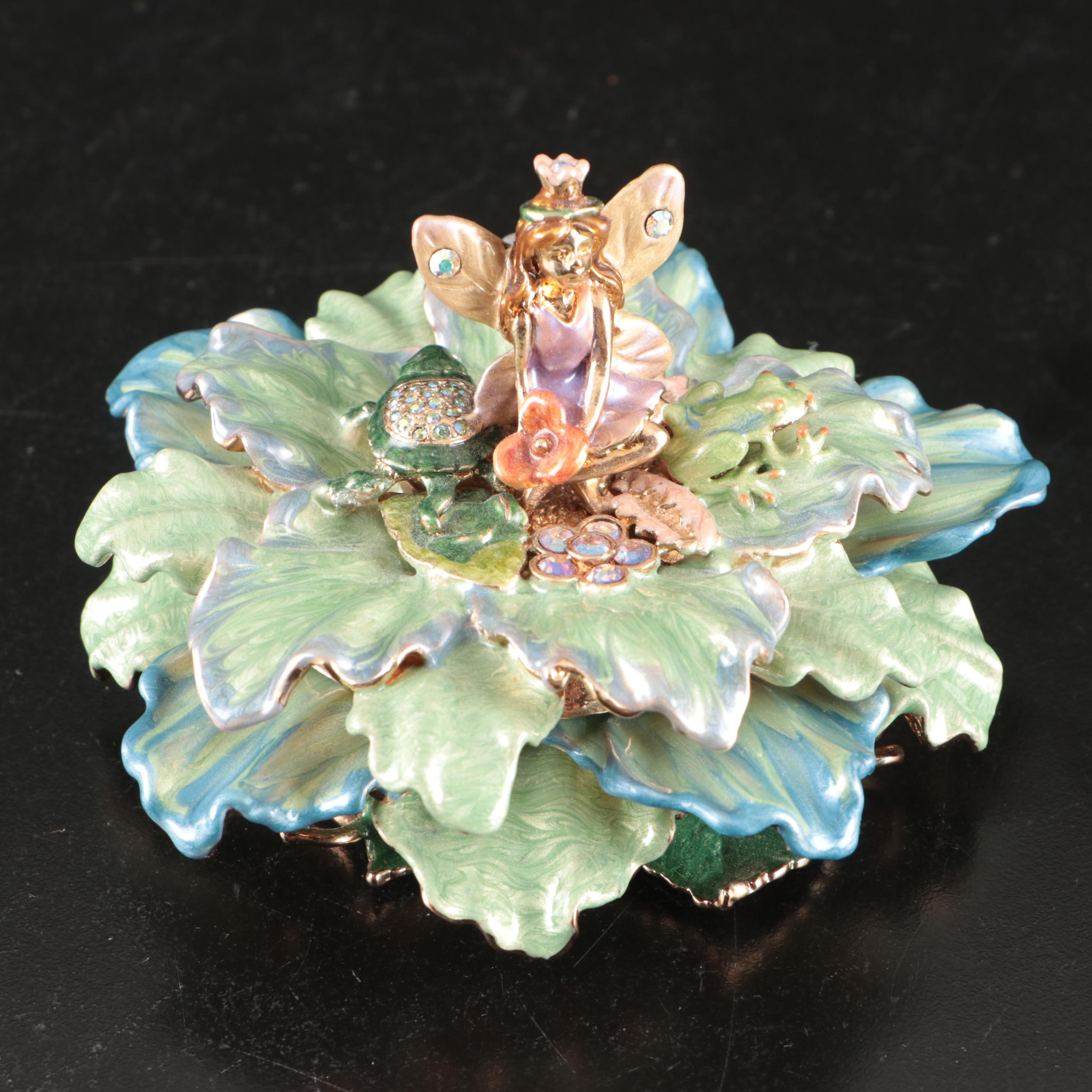 Kirks Folly Enamel Fairy Candle Holder with Candle