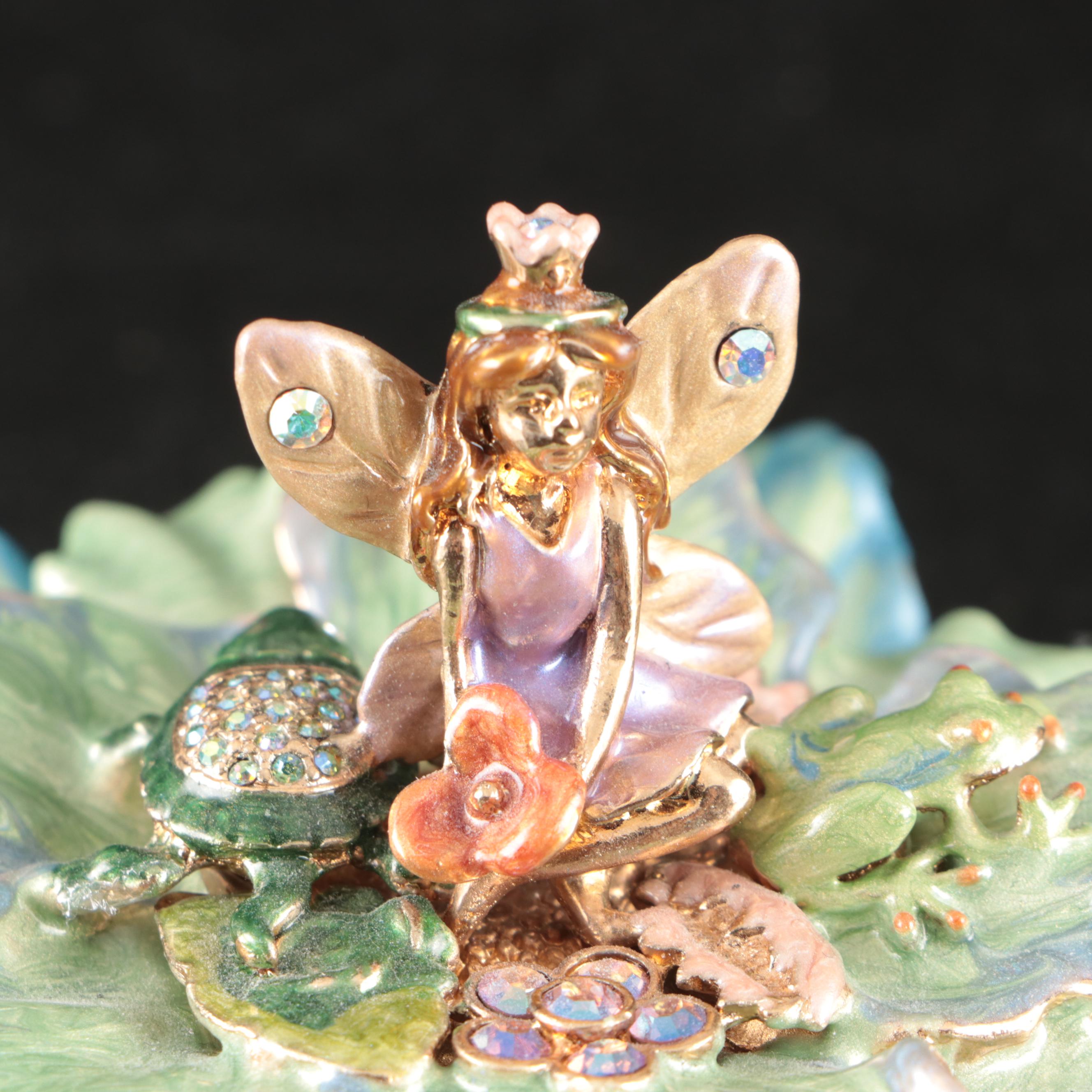 Kirks Folly Enamel Fairy Candle Holder with Candle
