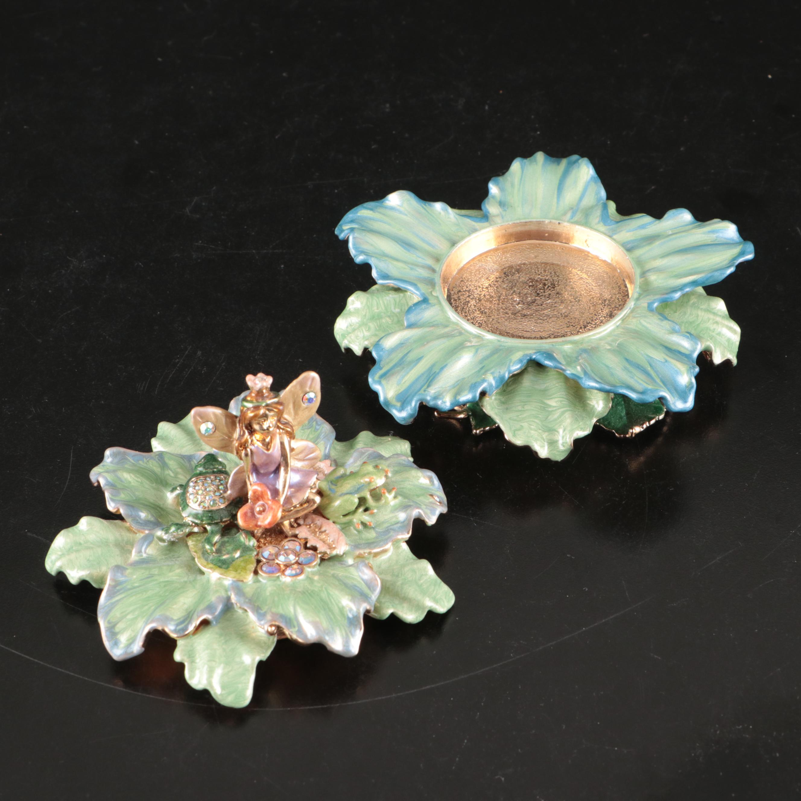 Kirks Folly Enamel Fairy Candle Holder with Candle