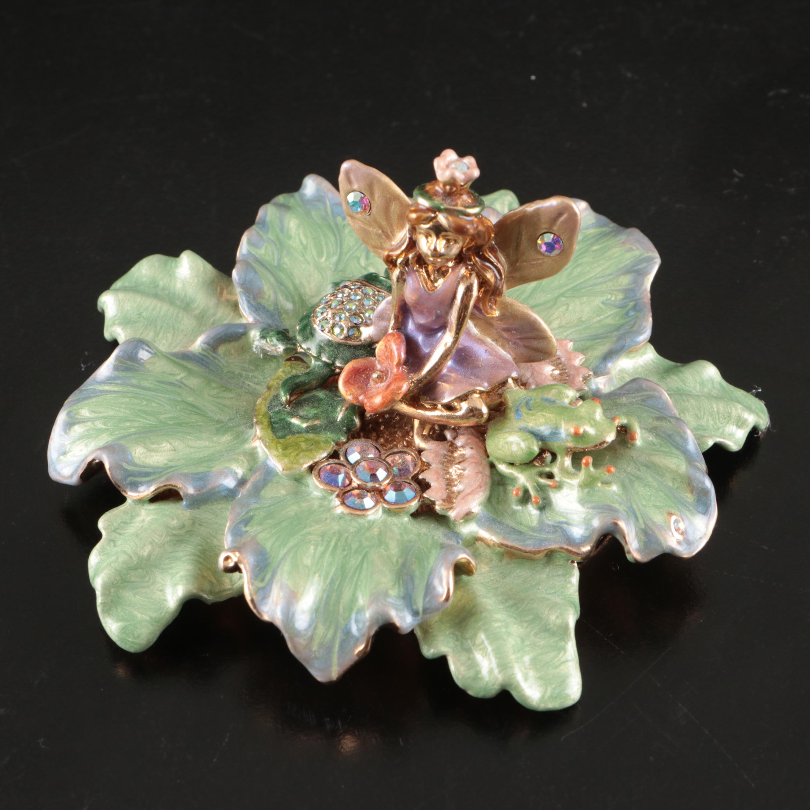 Kirks Folly Enamel Fairy Candle Holder with Candle