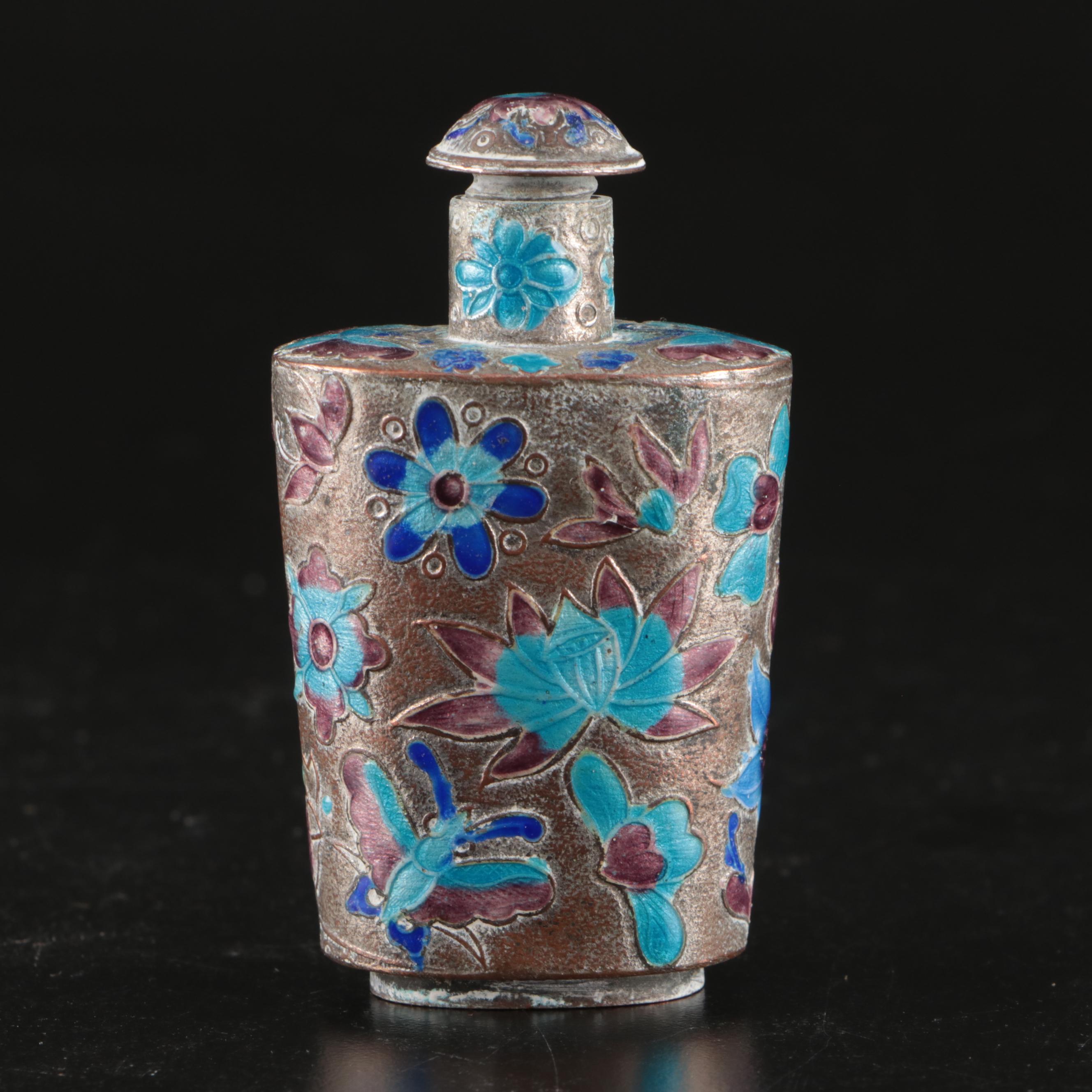 Chinese Colored Enamel on Paktong Snuff Bottle