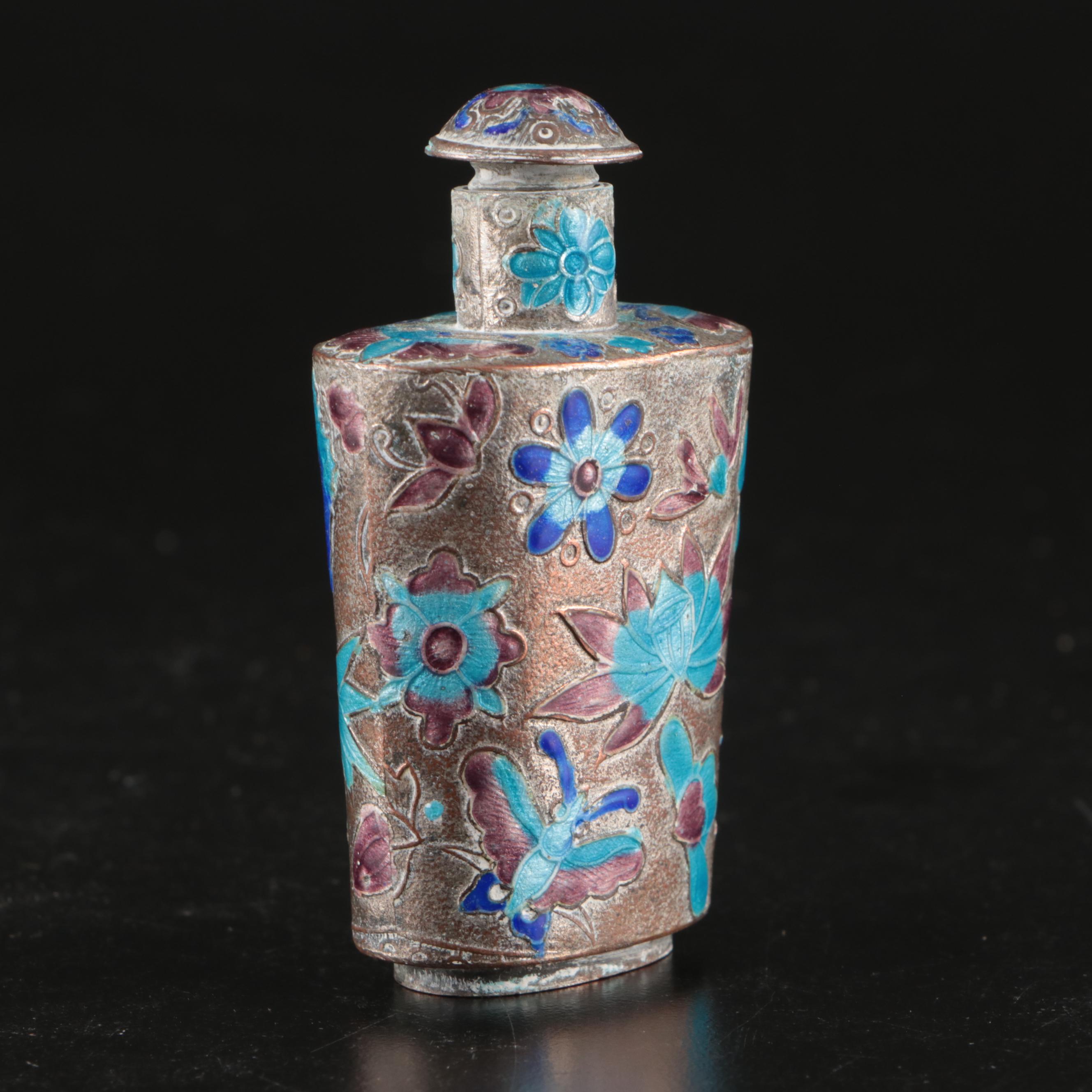 Chinese Colored Enamel on Paktong Snuff Bottle