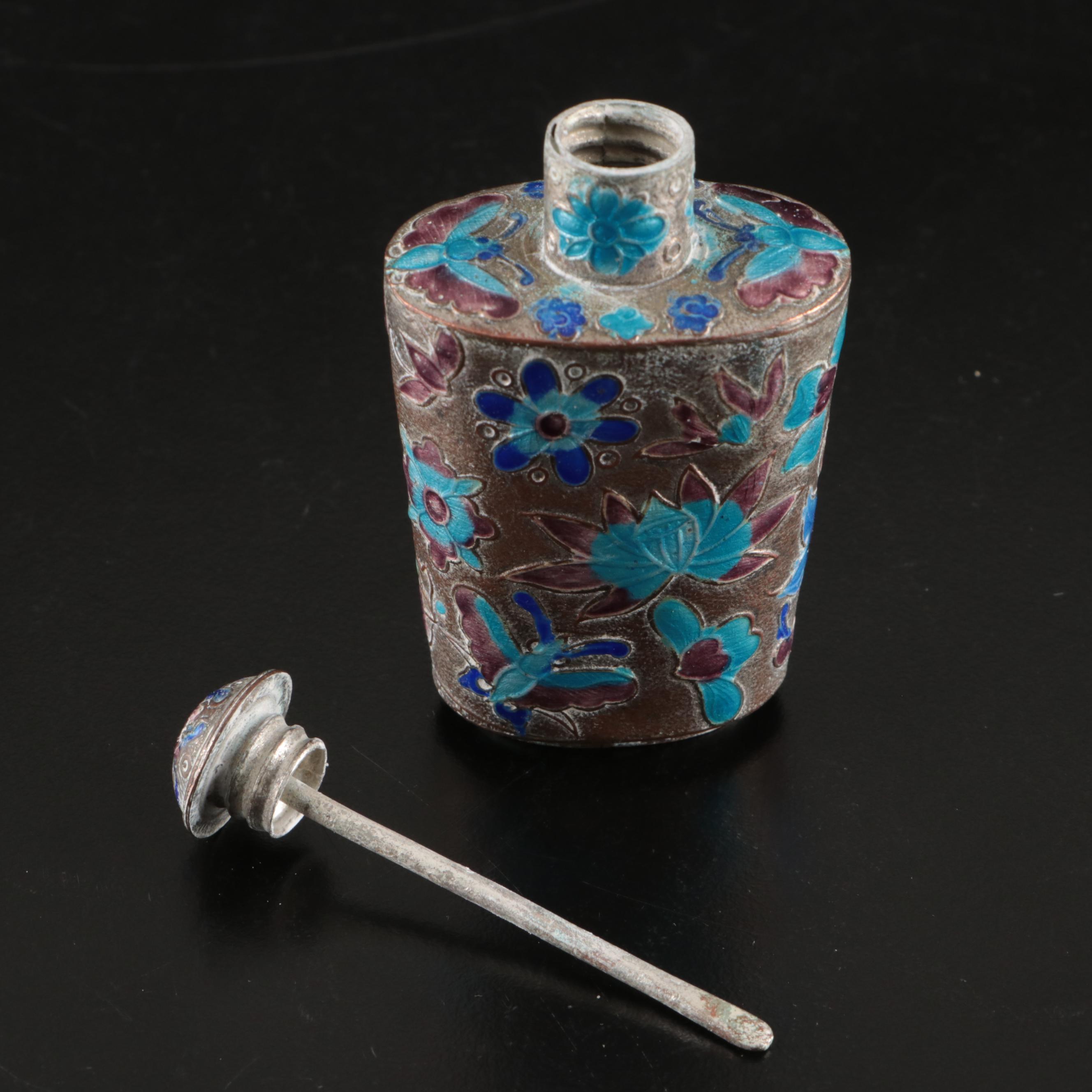 Chinese Colored Enamel on Paktong Snuff Bottle