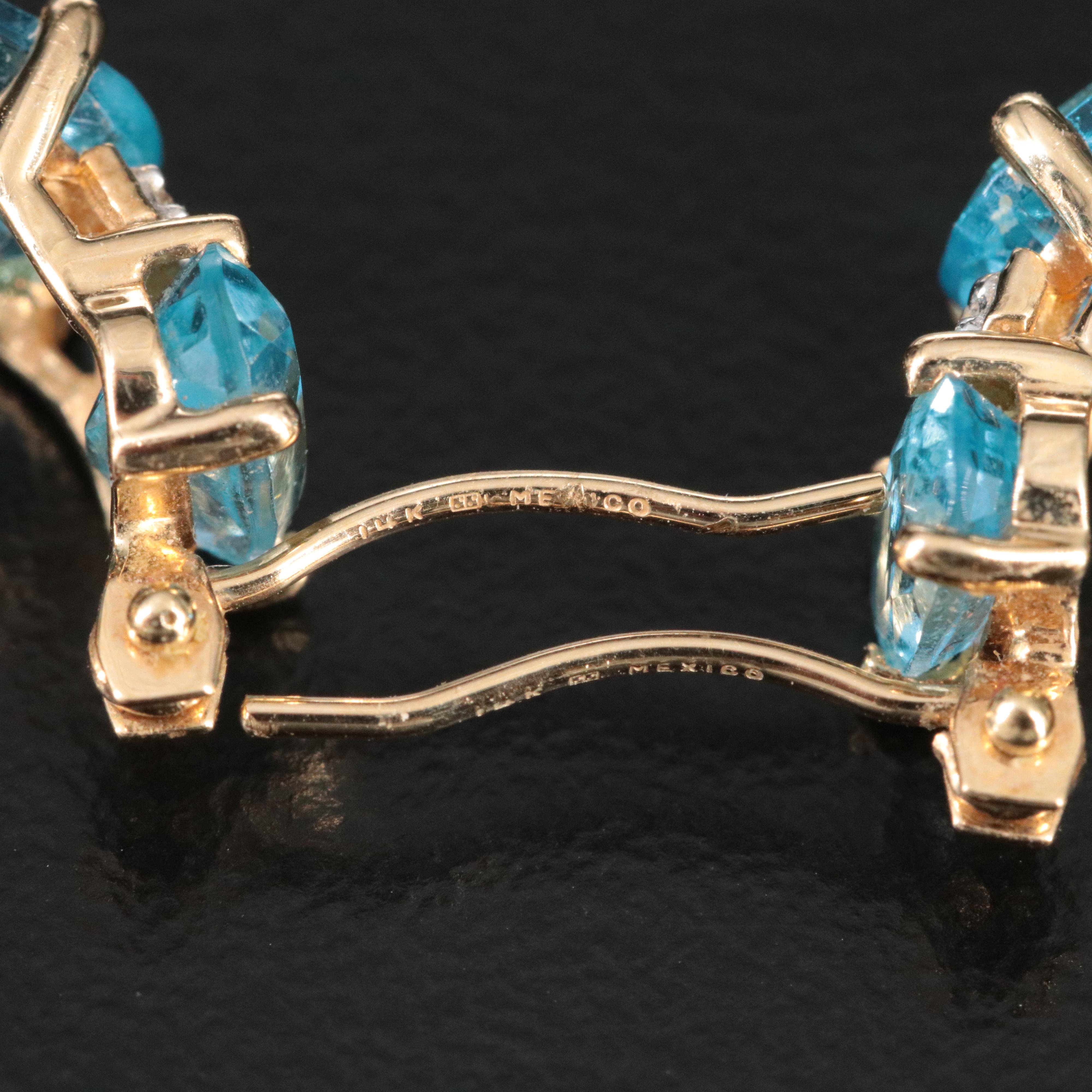 14K Topaz and Diamond Hoop Earrings