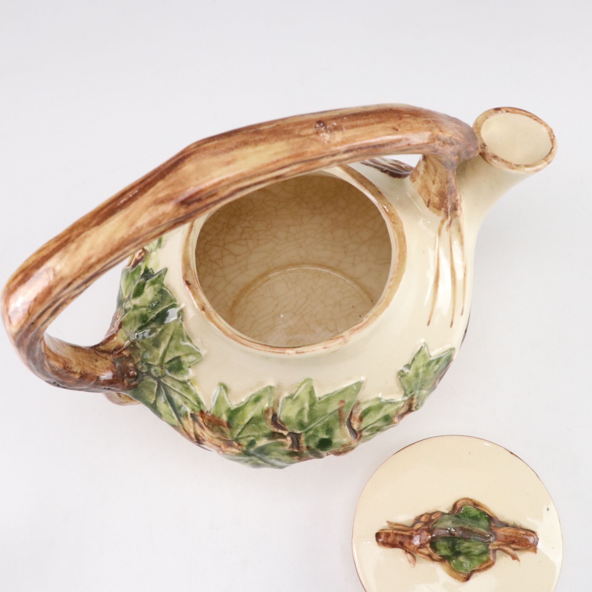 McCoy Pottery "Ivy" Teapot, Creamer and Sugar Bowl, Mid-20th Century