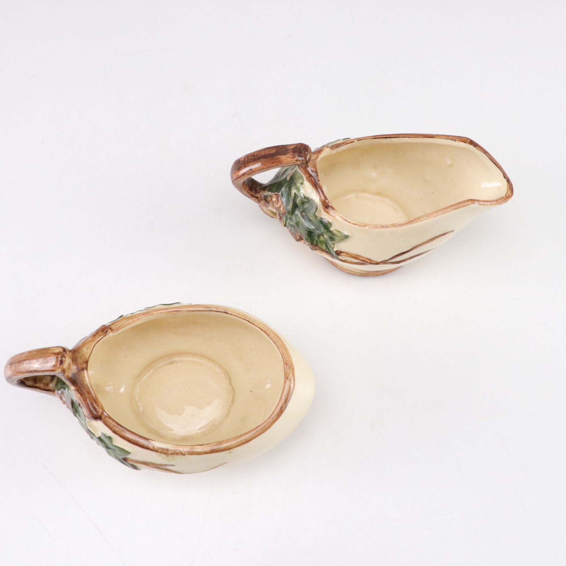 McCoy Pottery "Ivy" Teapot, Creamer and Sugar Bowl, Mid-20th Century