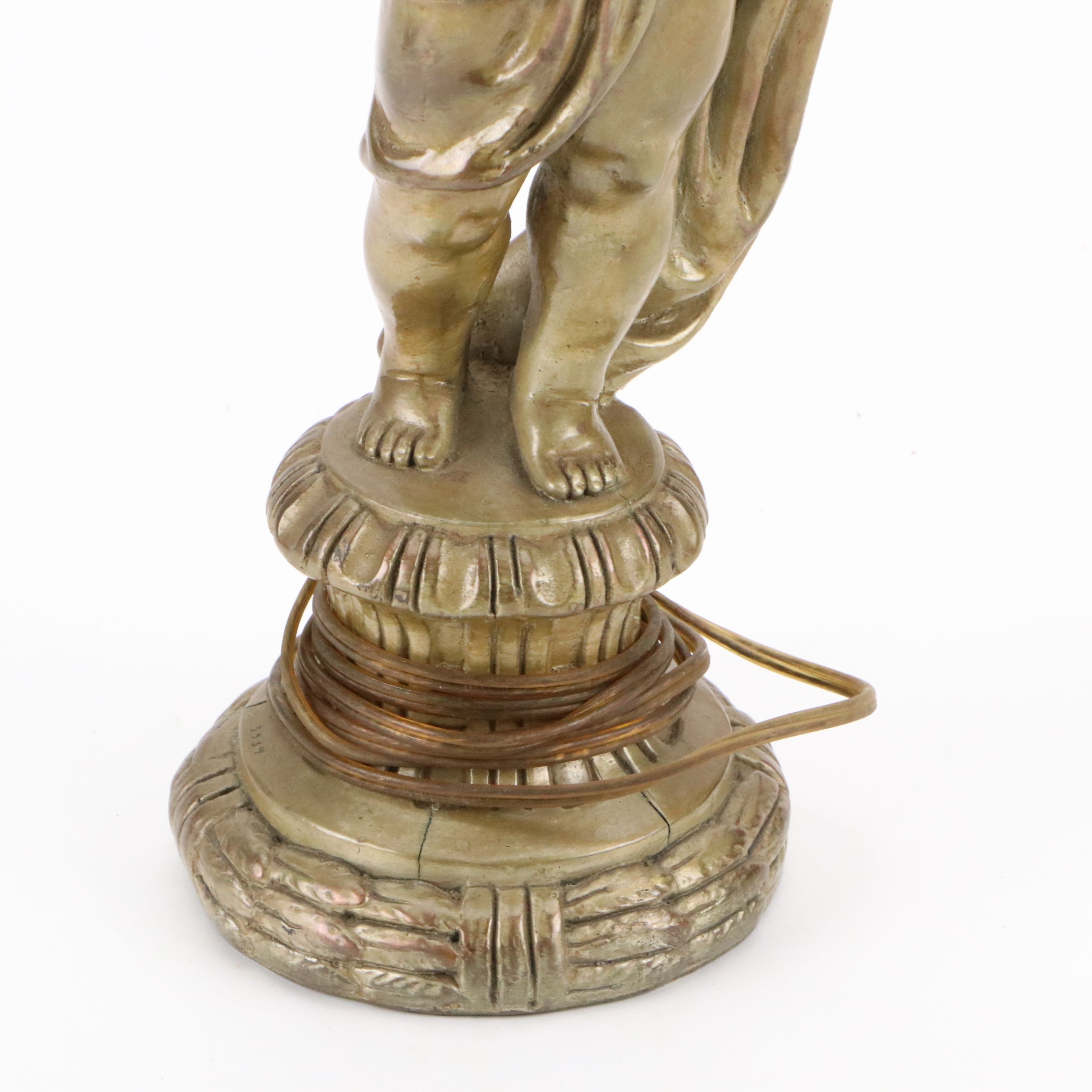 Hollywood Regency Style Figural Lamp with Paneled Drum Shade, 20th C.