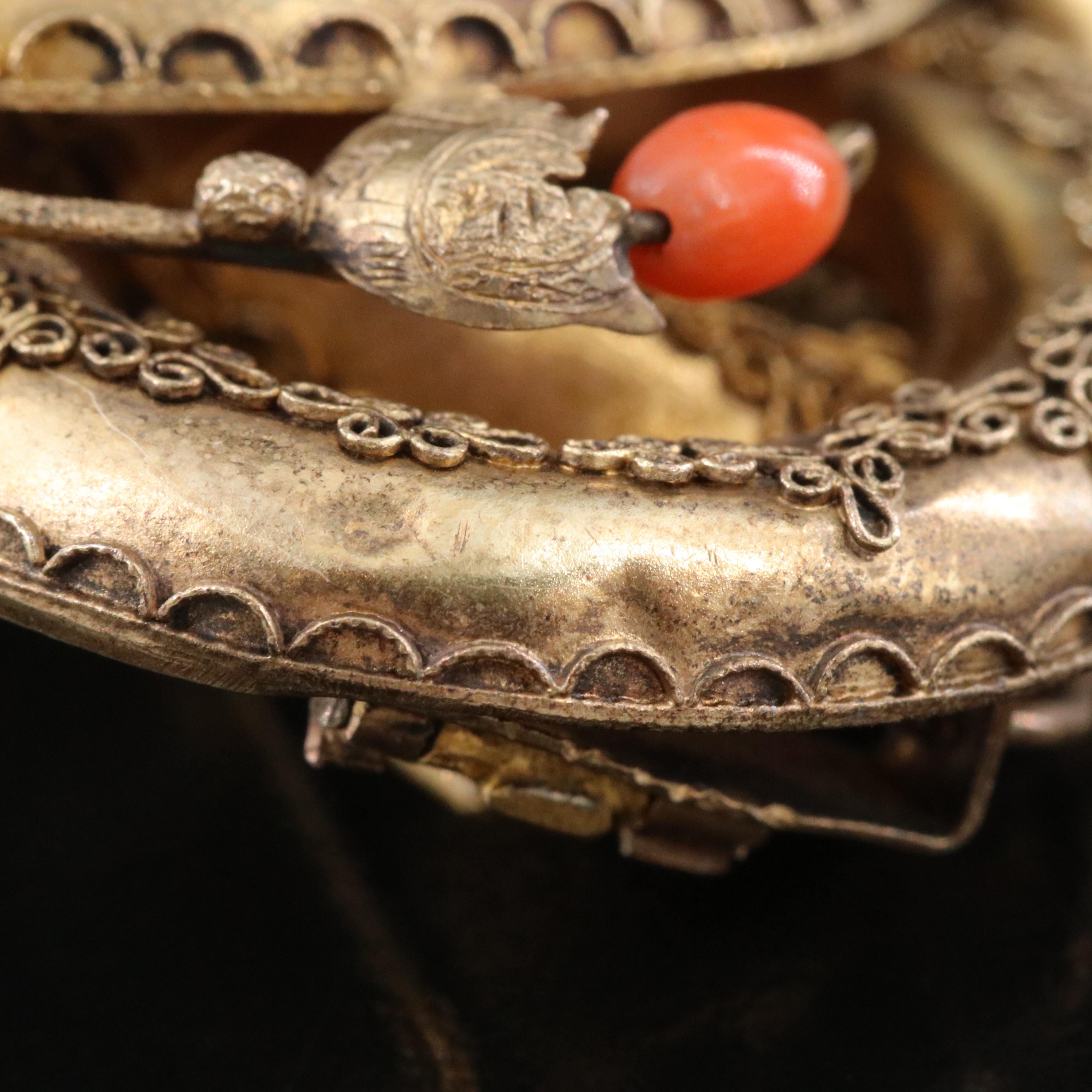 Victorian 10K Coral & Woven Hair Remembrance Love Knot Converter Brooch