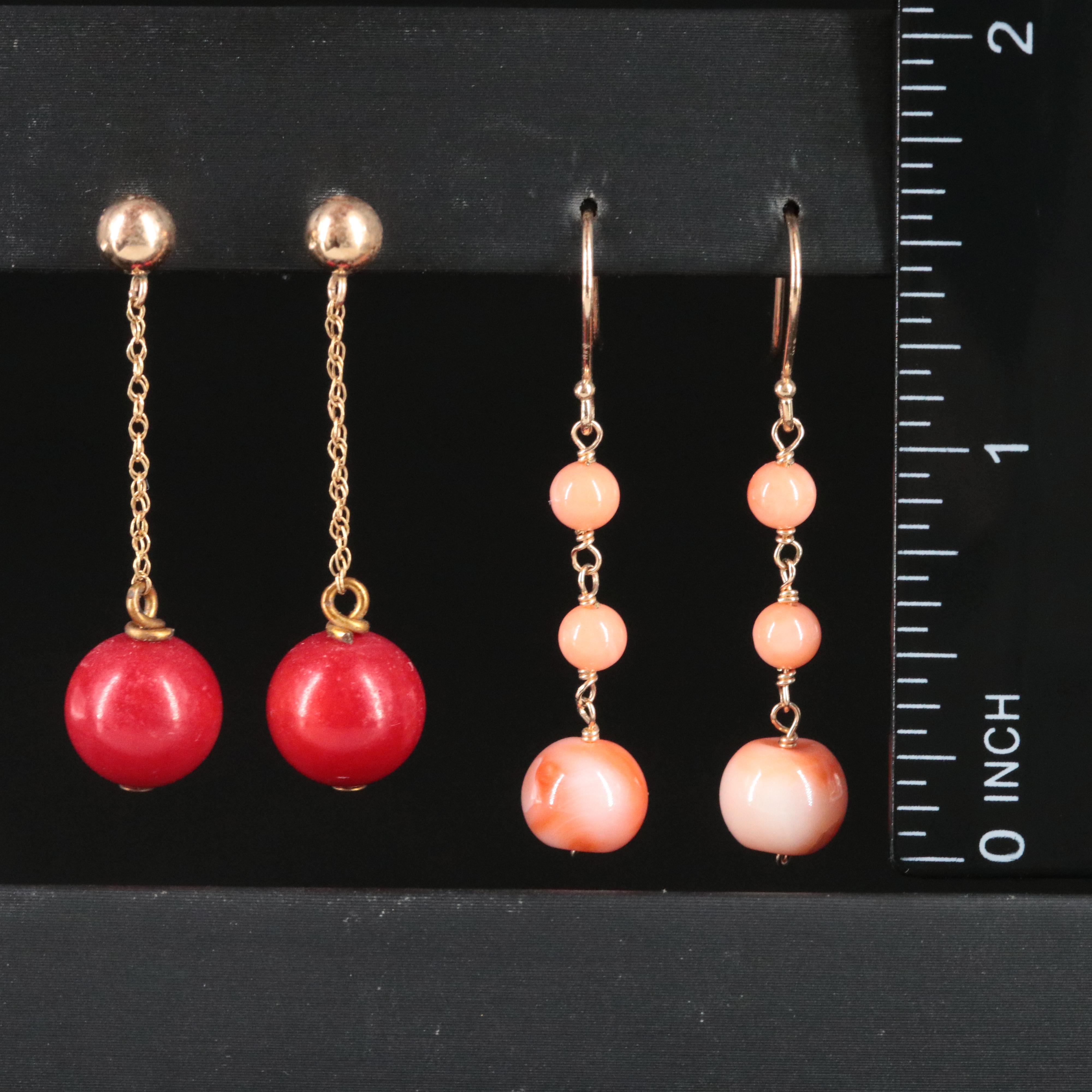 14K Coral Earrings