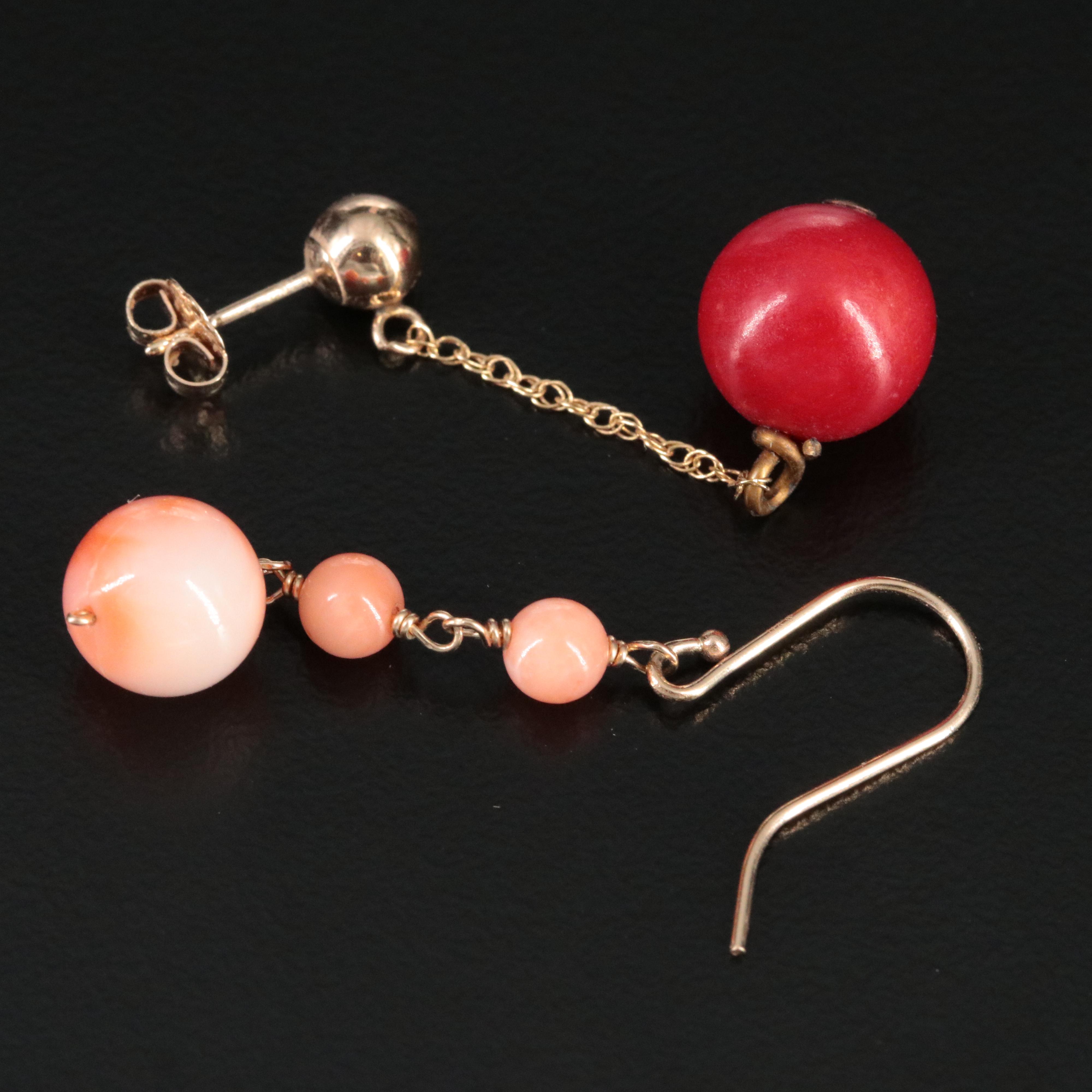14K Coral Earrings