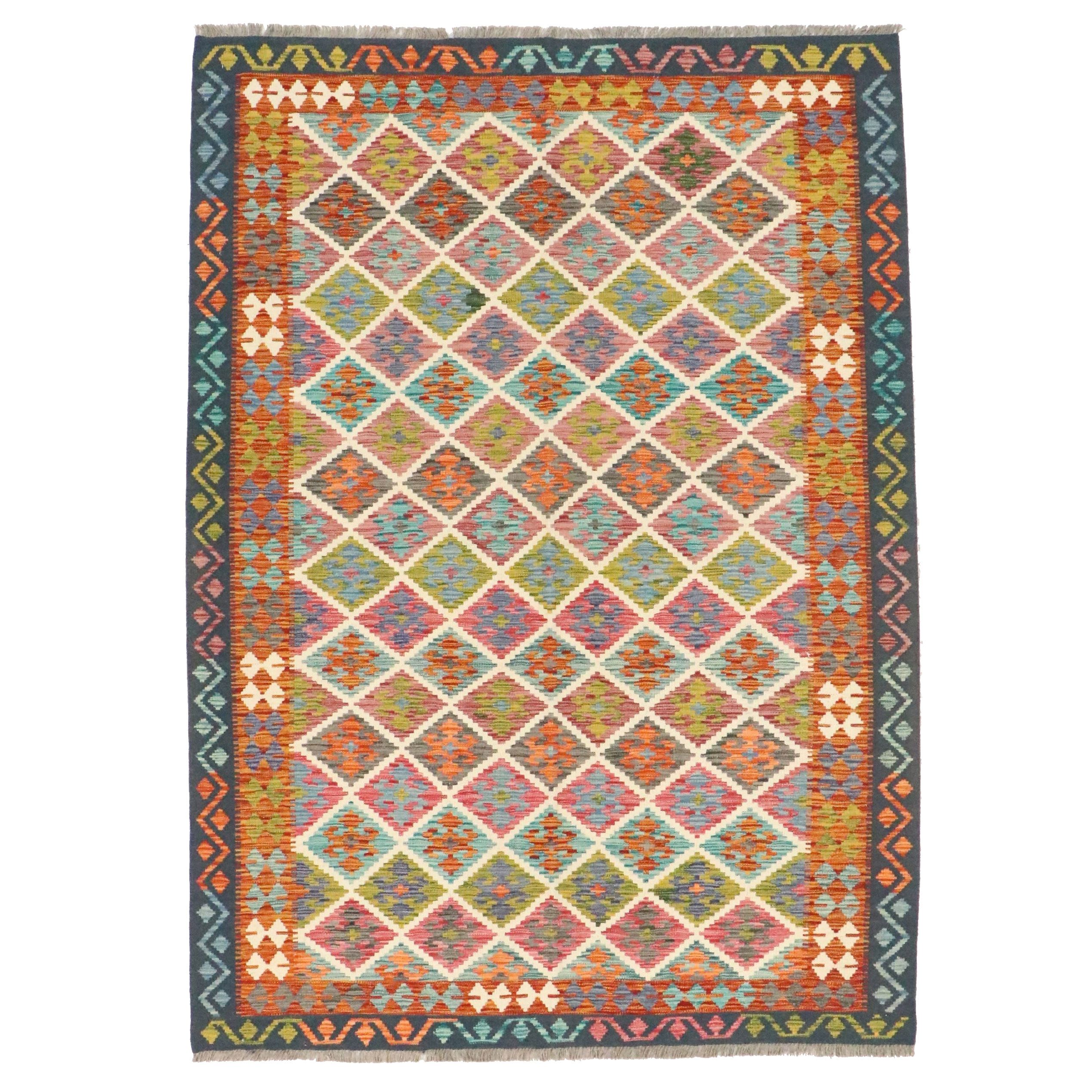 5'11 x 8'6 Handwoven Pakistani Kilim Area Rug