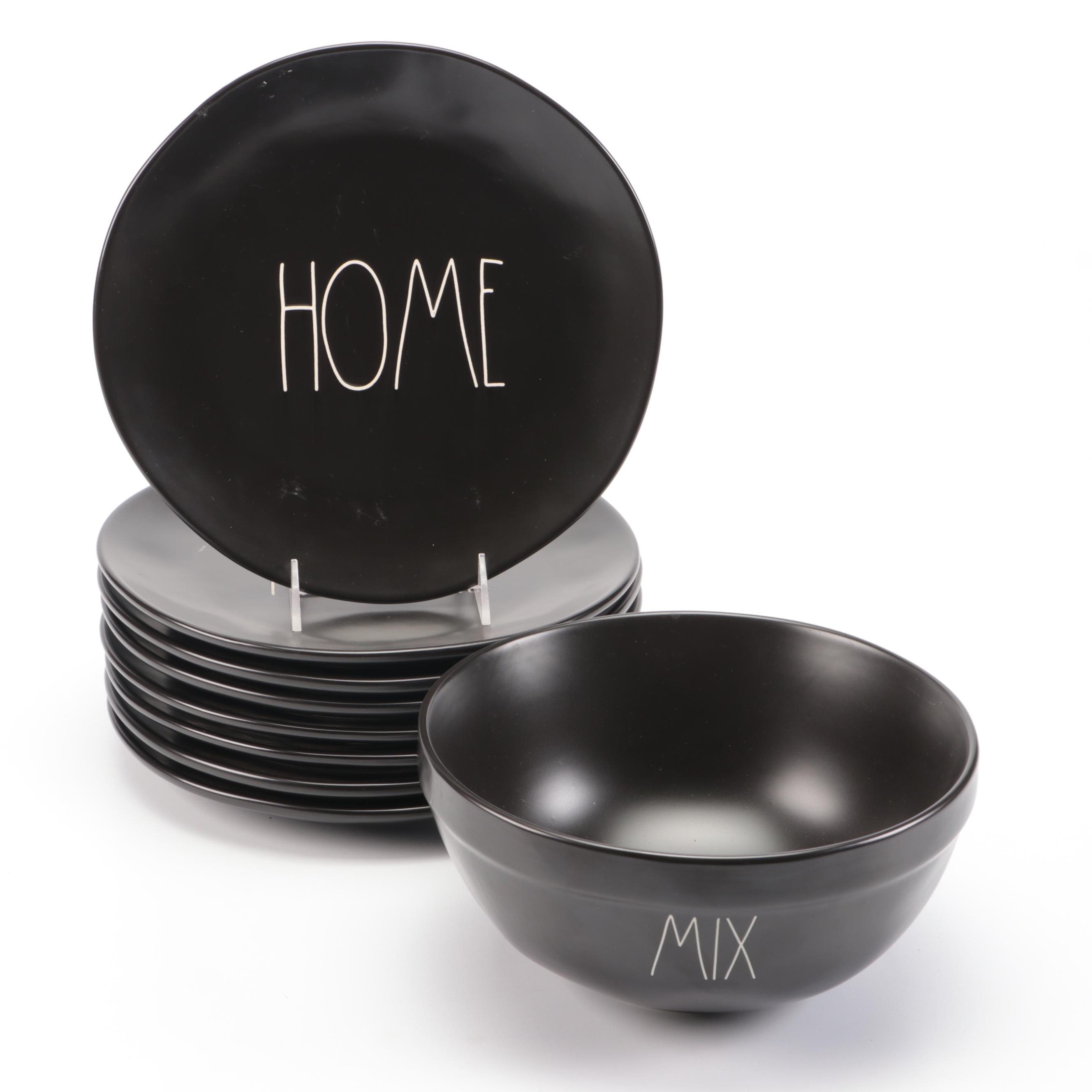 Rae Dunn Plates with Serving Bowl