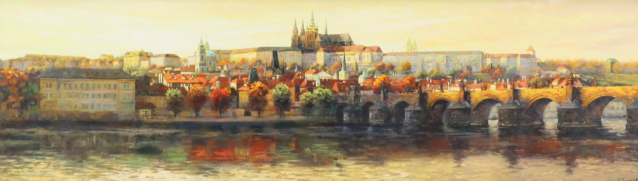 Hand-Embellished Giclée of Charles Bridge in Prague, Czech Republic