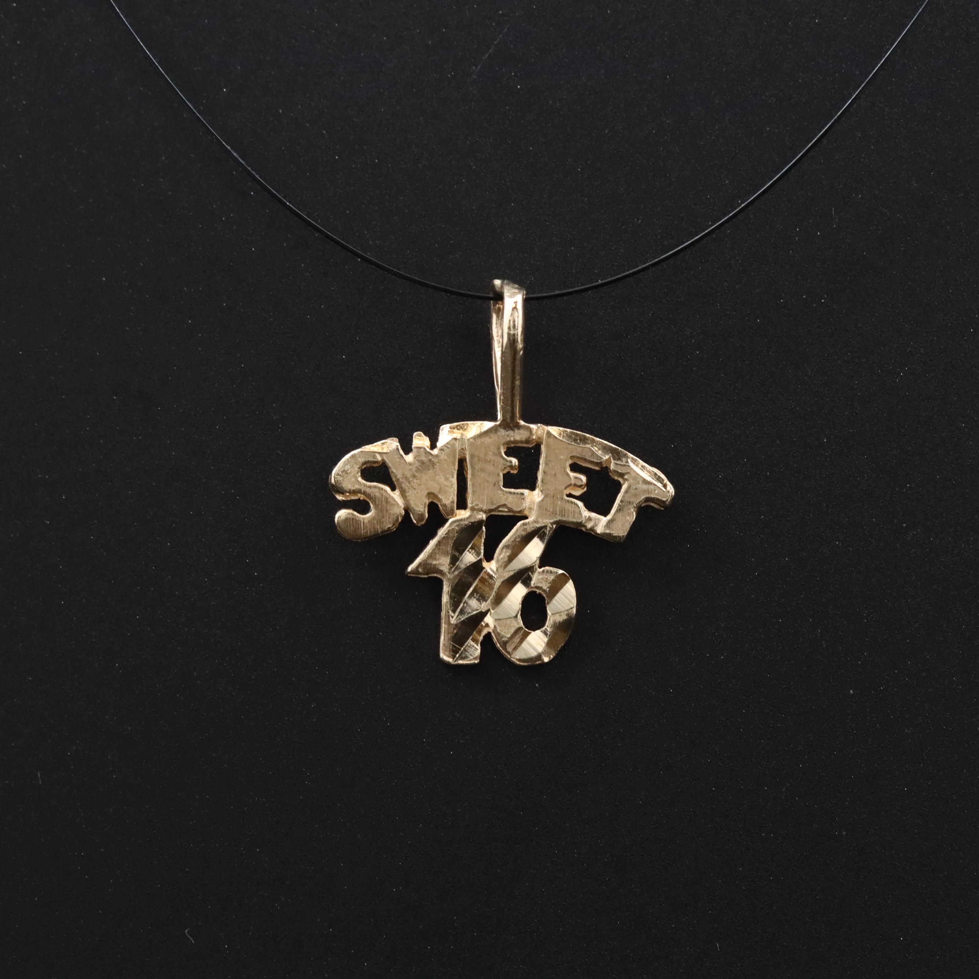 14K "Sweet 16" Diamond Cut Pendant