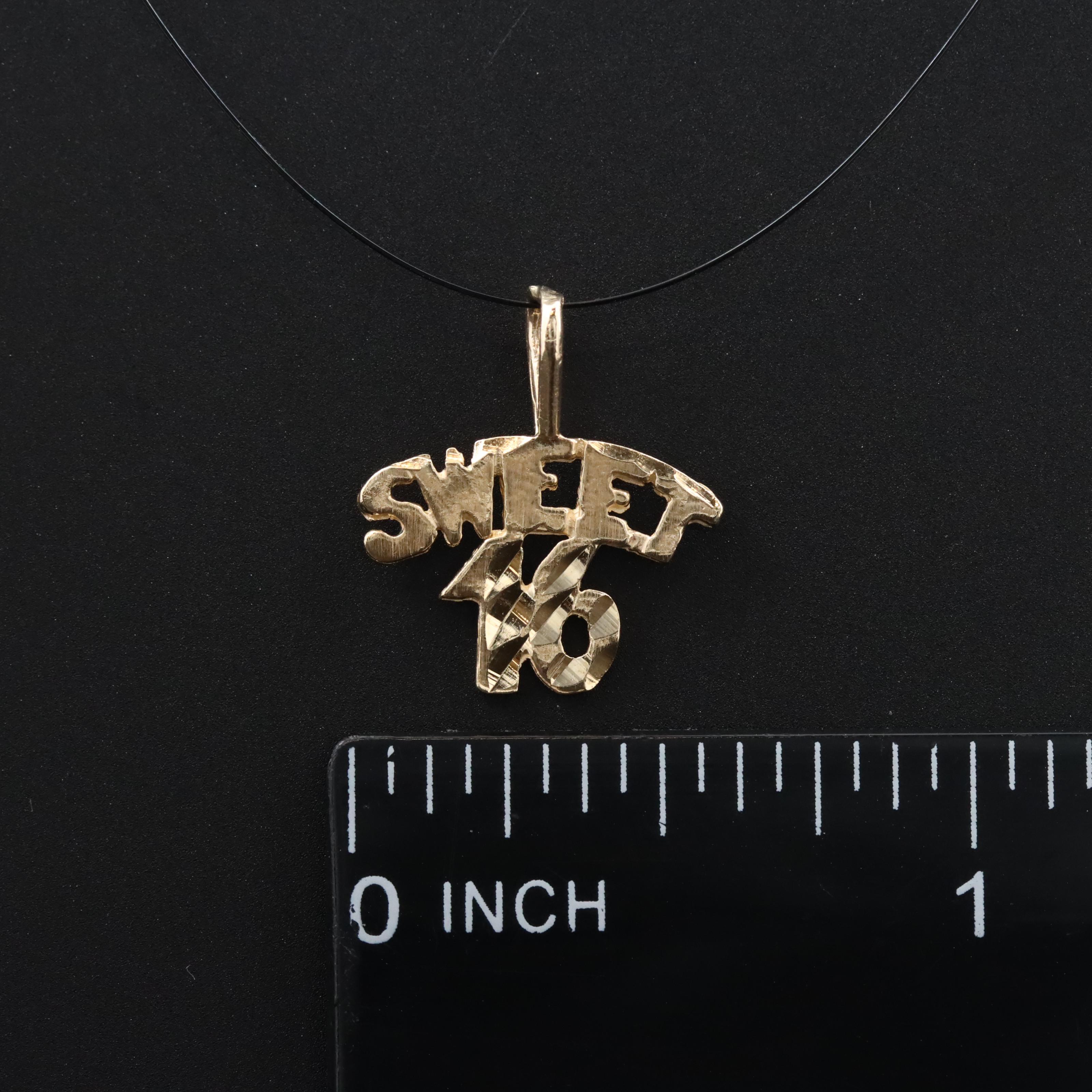 14K "Sweet 16" Diamond Cut Pendant