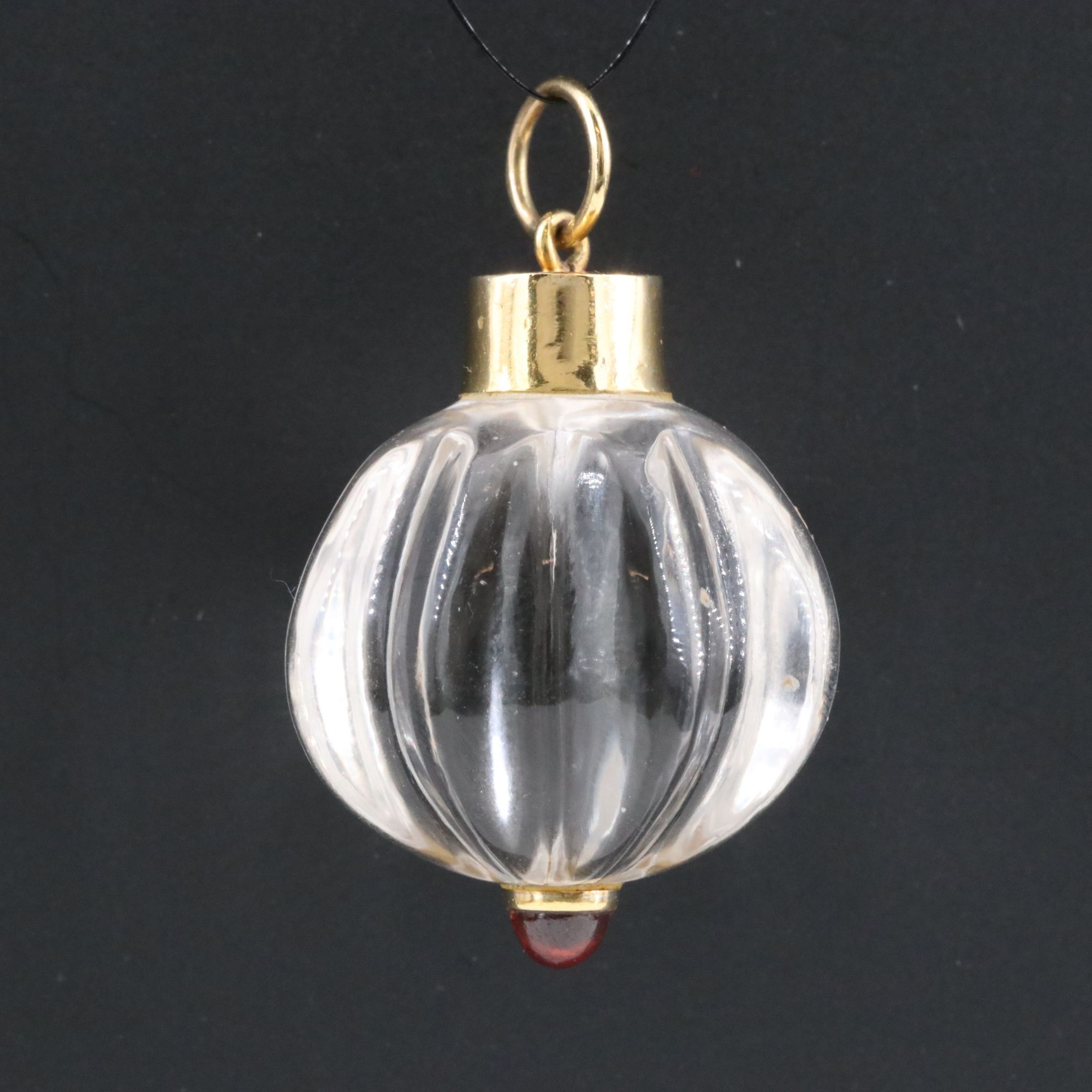 Carved Rock Crystal and Garnet Pendant with 18K Accents