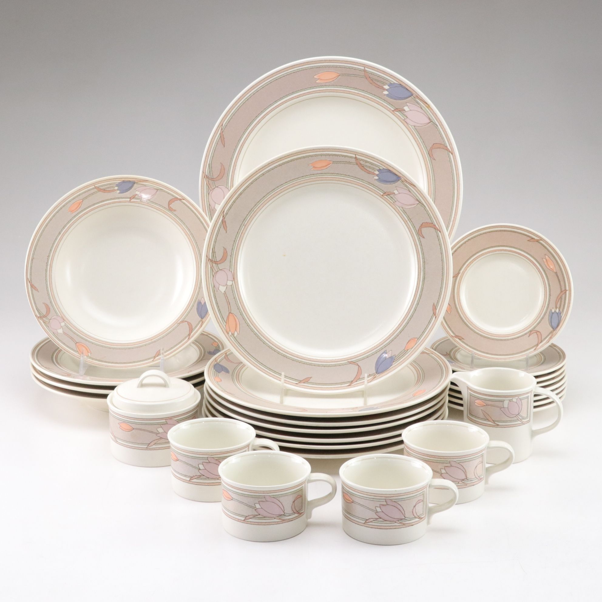 Mikasa "Meadow Sun" Dinnerware Set with Serving Dishes, 1980-90s