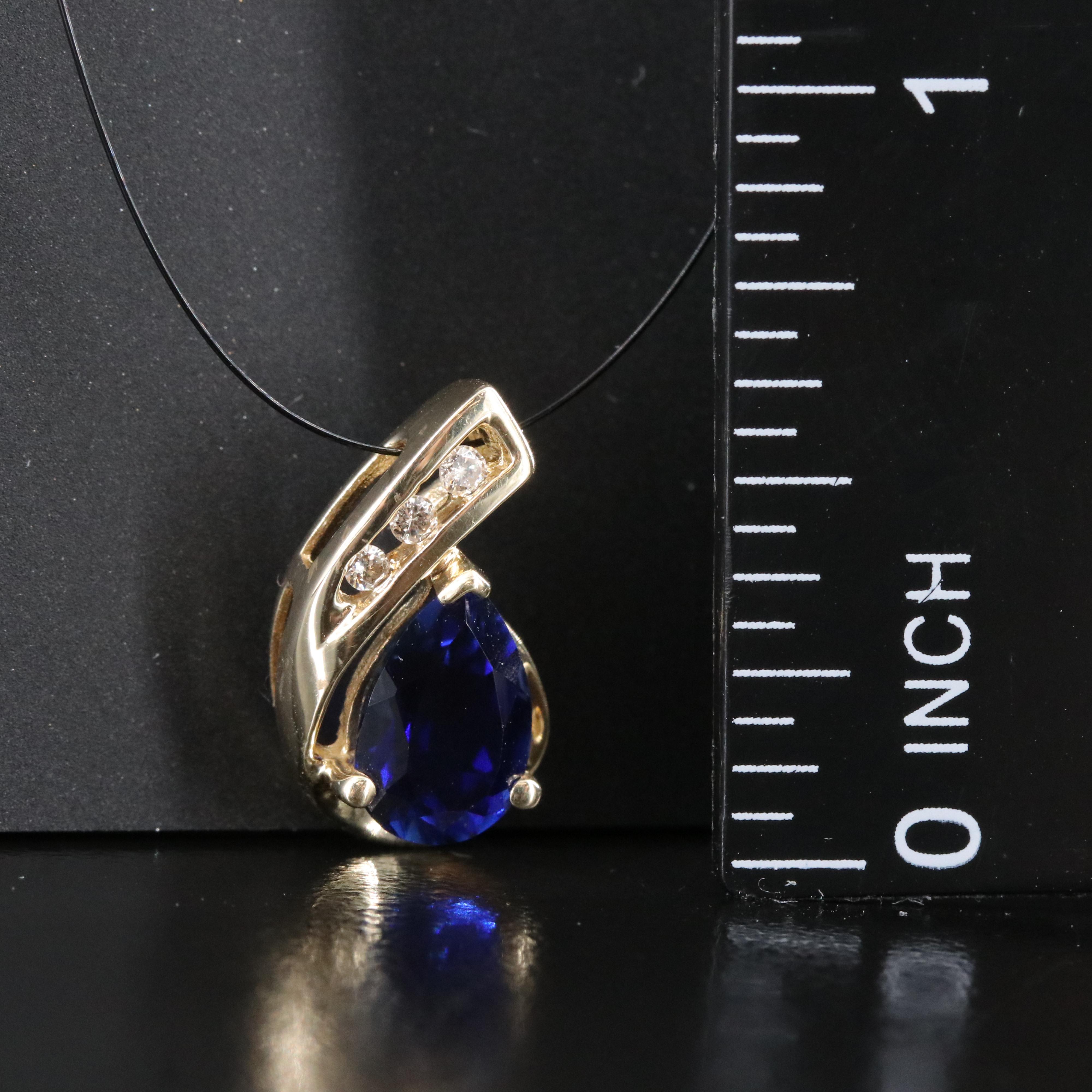 14K Sapphire and Diamond Pendant