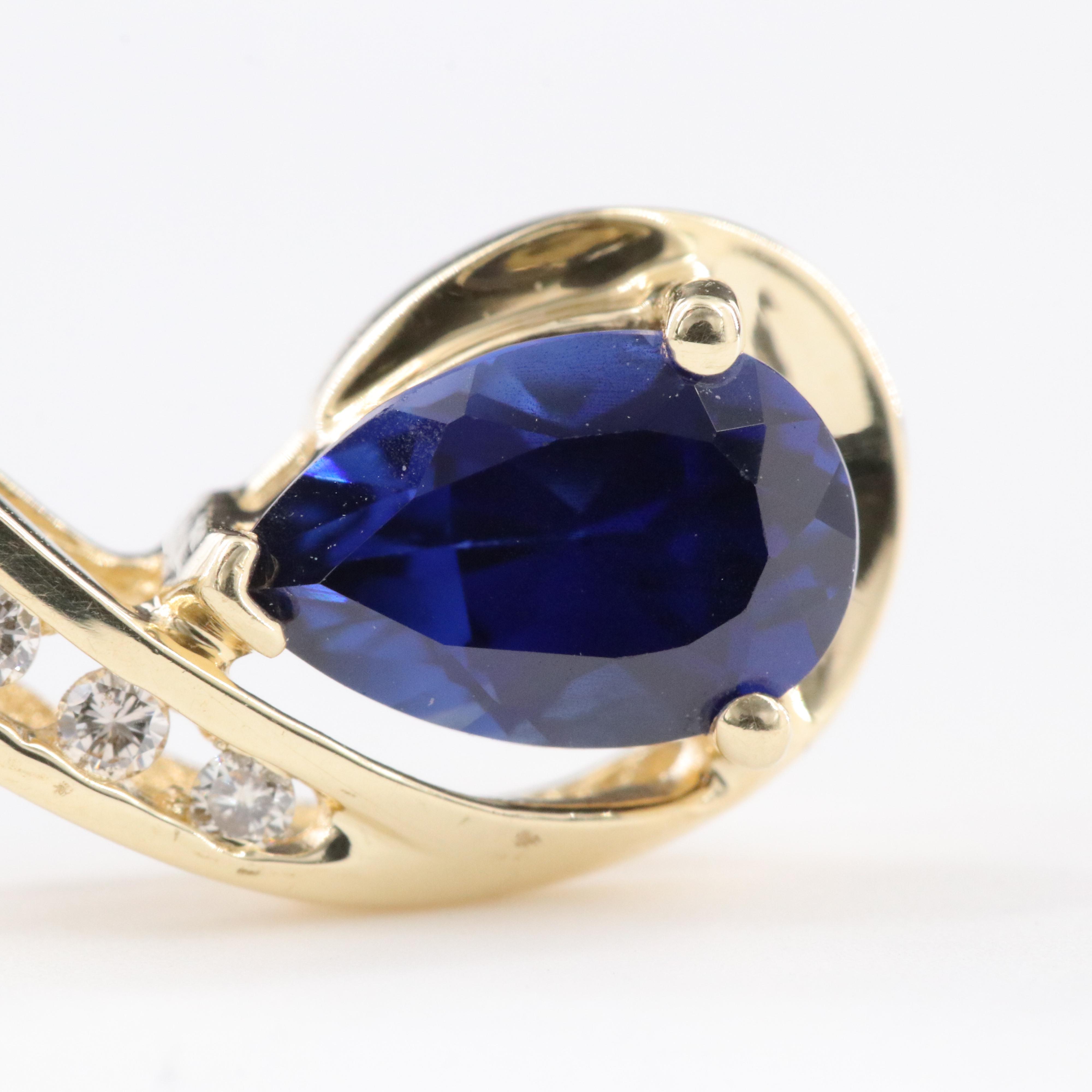 14K Sapphire and Diamond Pendant