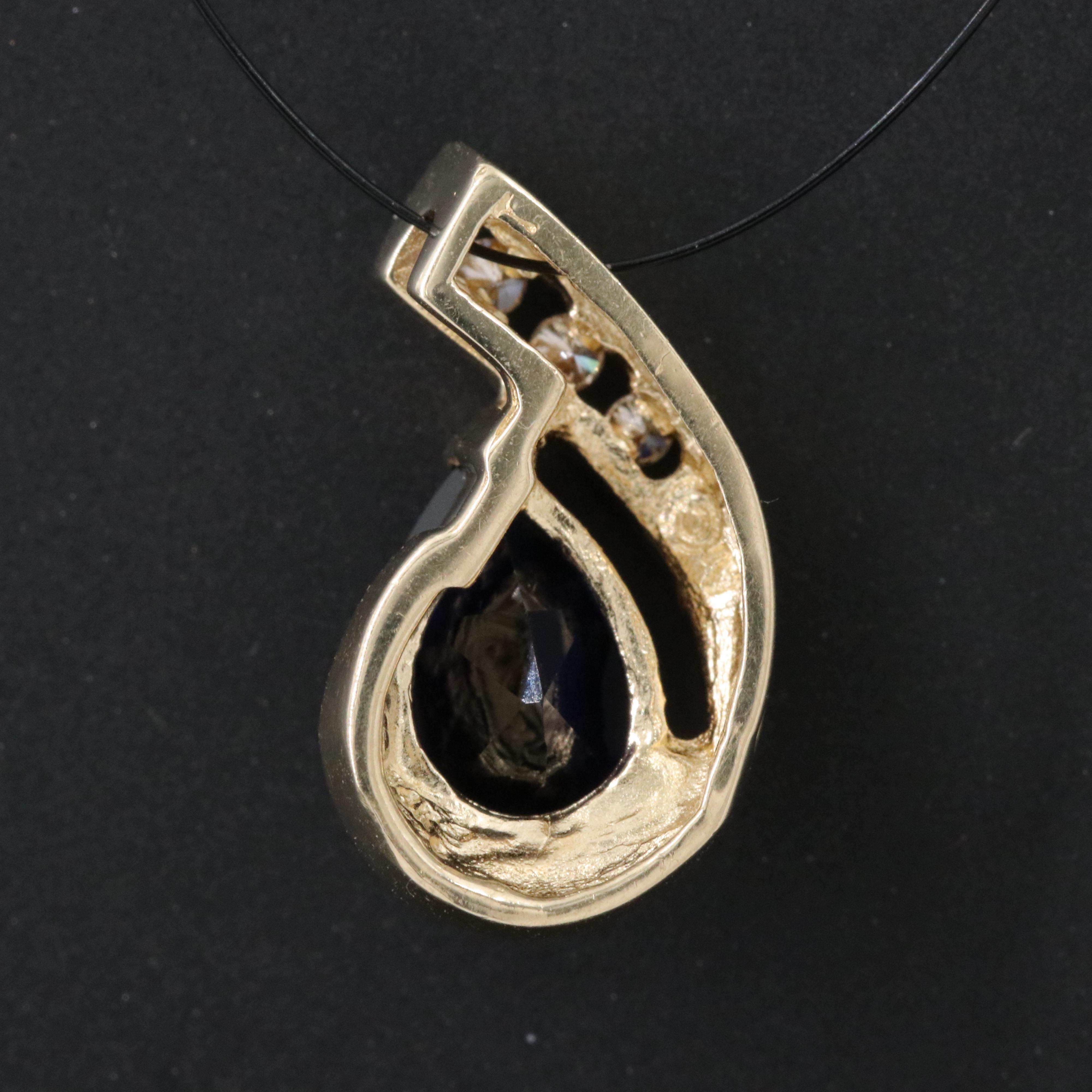 14K Sapphire and Diamond Pendant