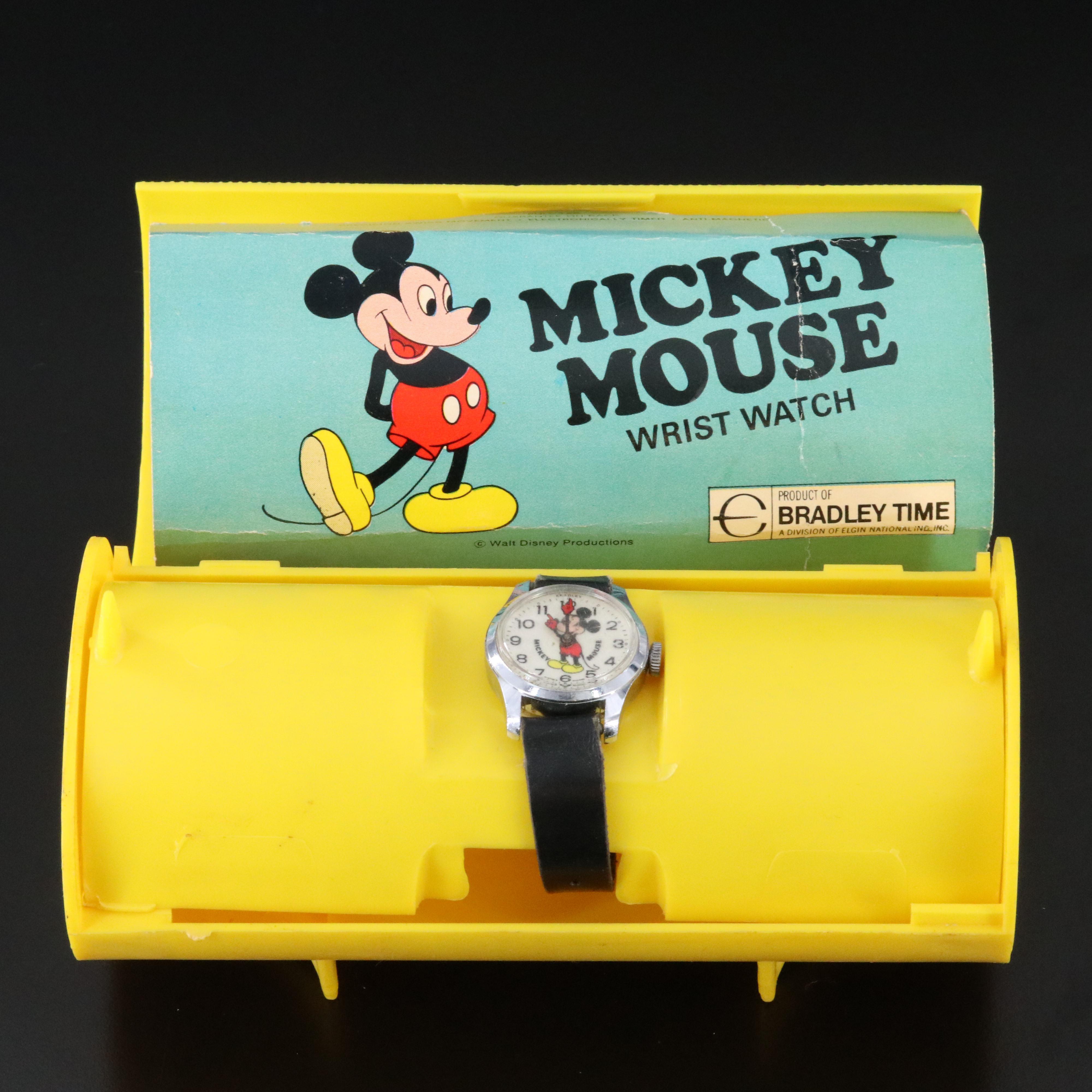 Vintage Bradley Time Mickey Mouse Stem Wind Wristwatches with Cases
