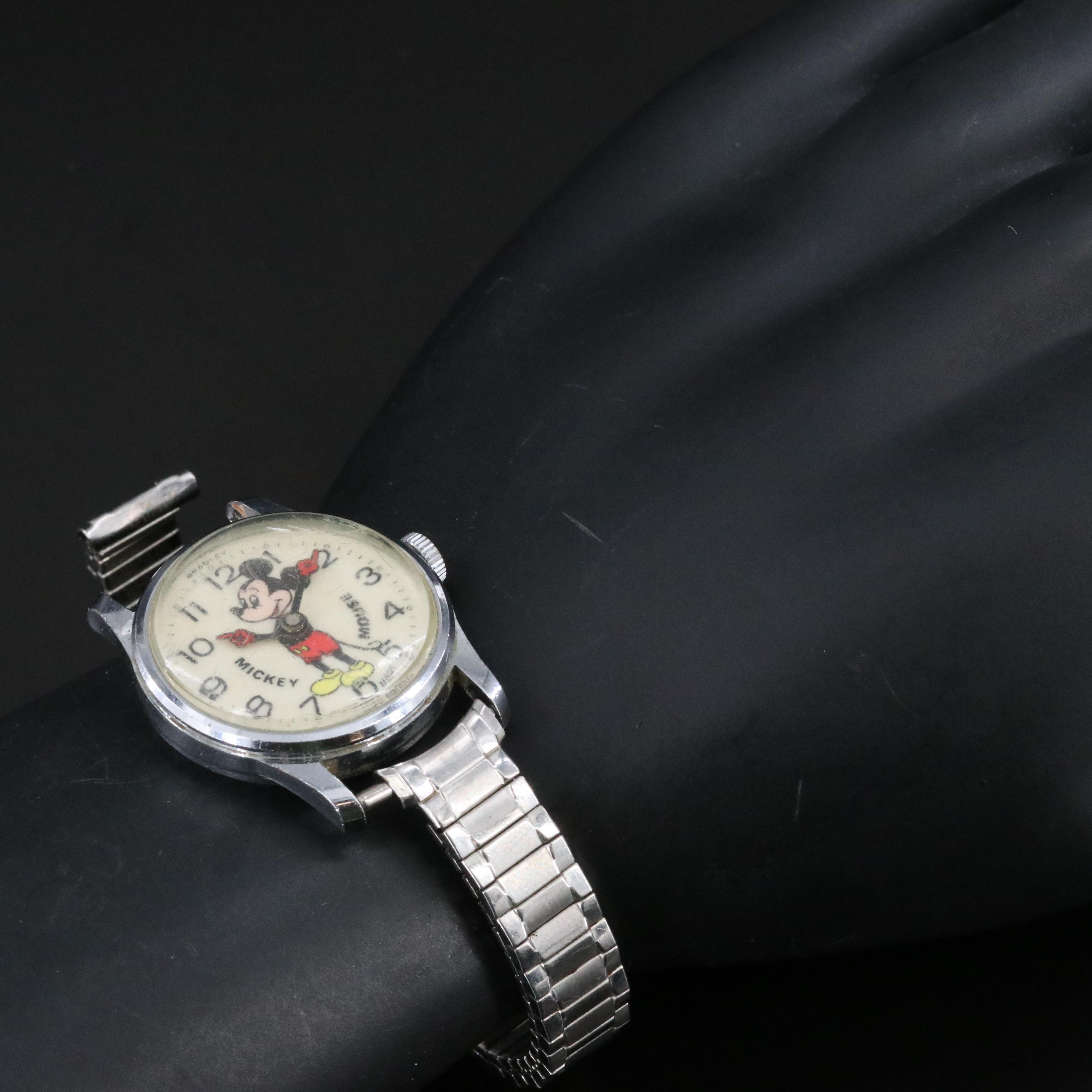 Vintage Bradley Time Mickey Mouse Stem Wind Wristwatches with Cases