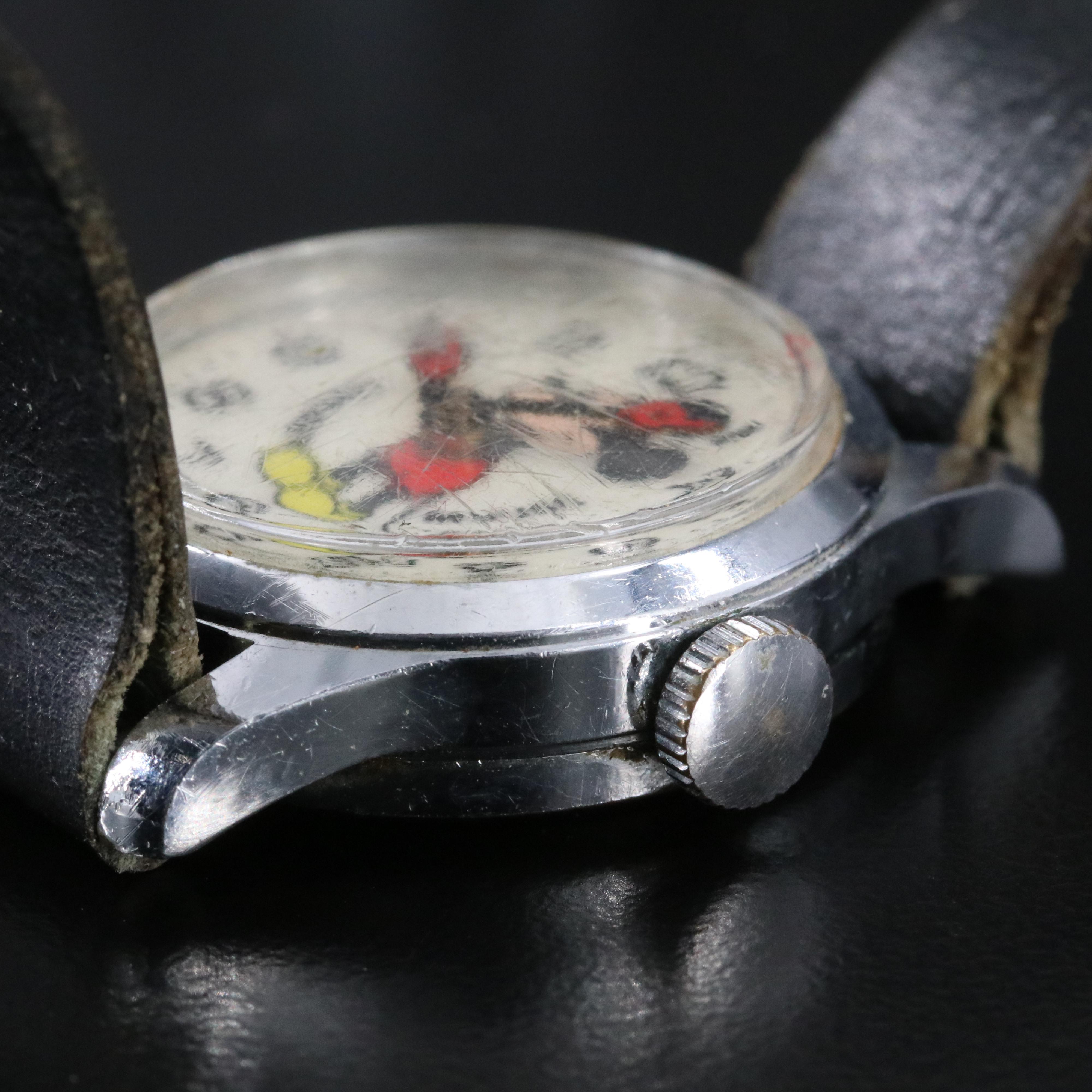 Vintage Bradley Time Mickey Mouse Stem Wind Wristwatches with Cases