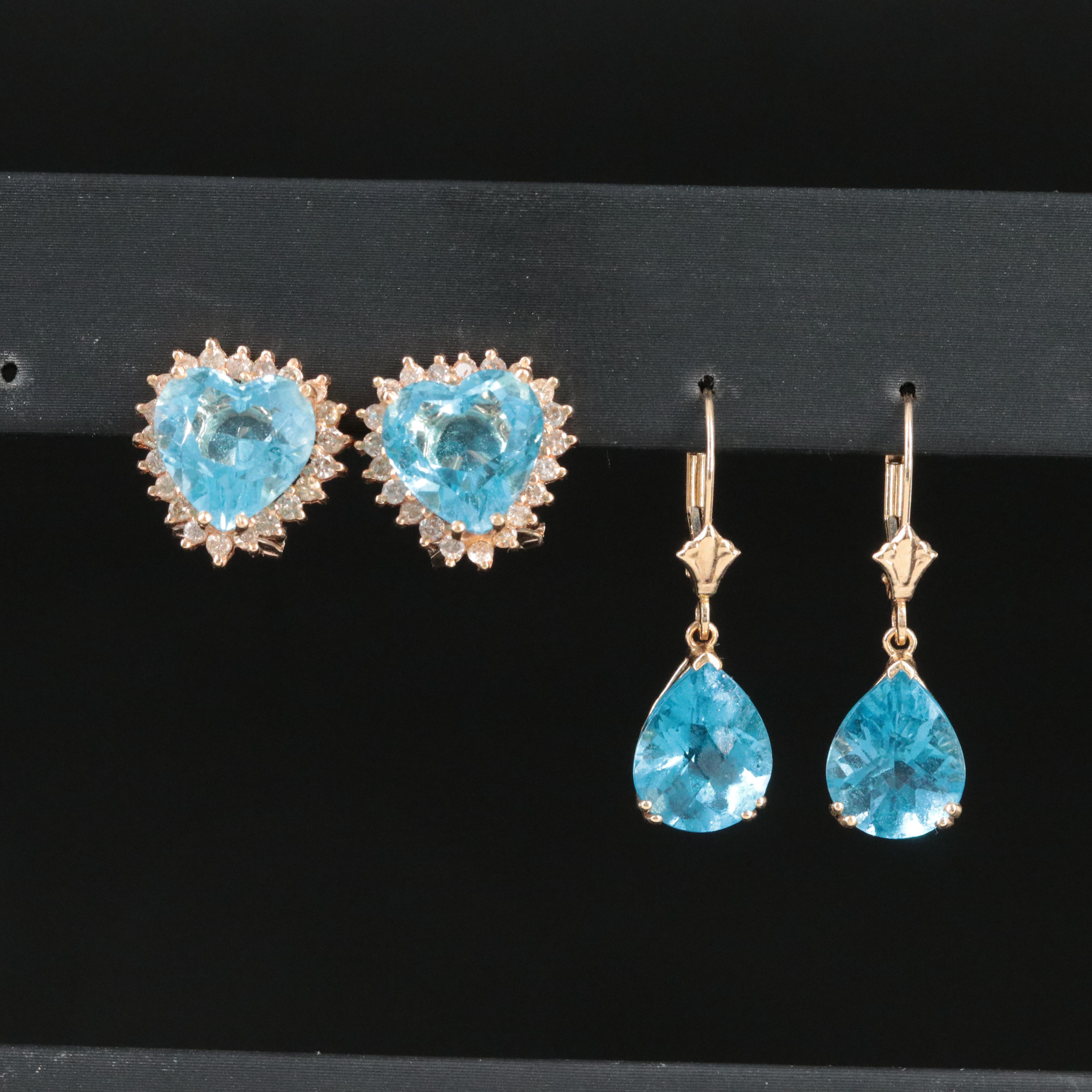 14K Topaz and Diamond Earrings