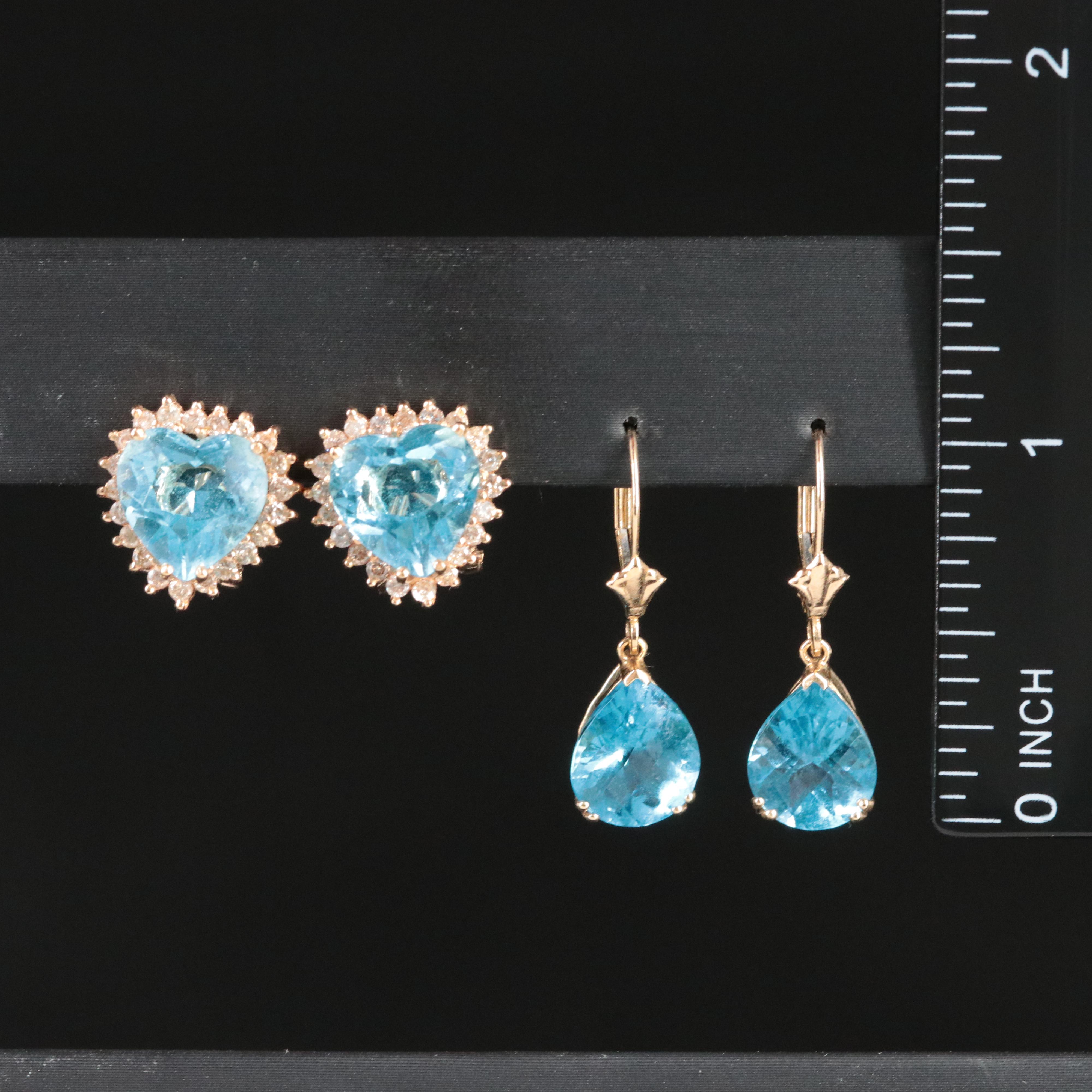 14K Topaz and Diamond Earrings