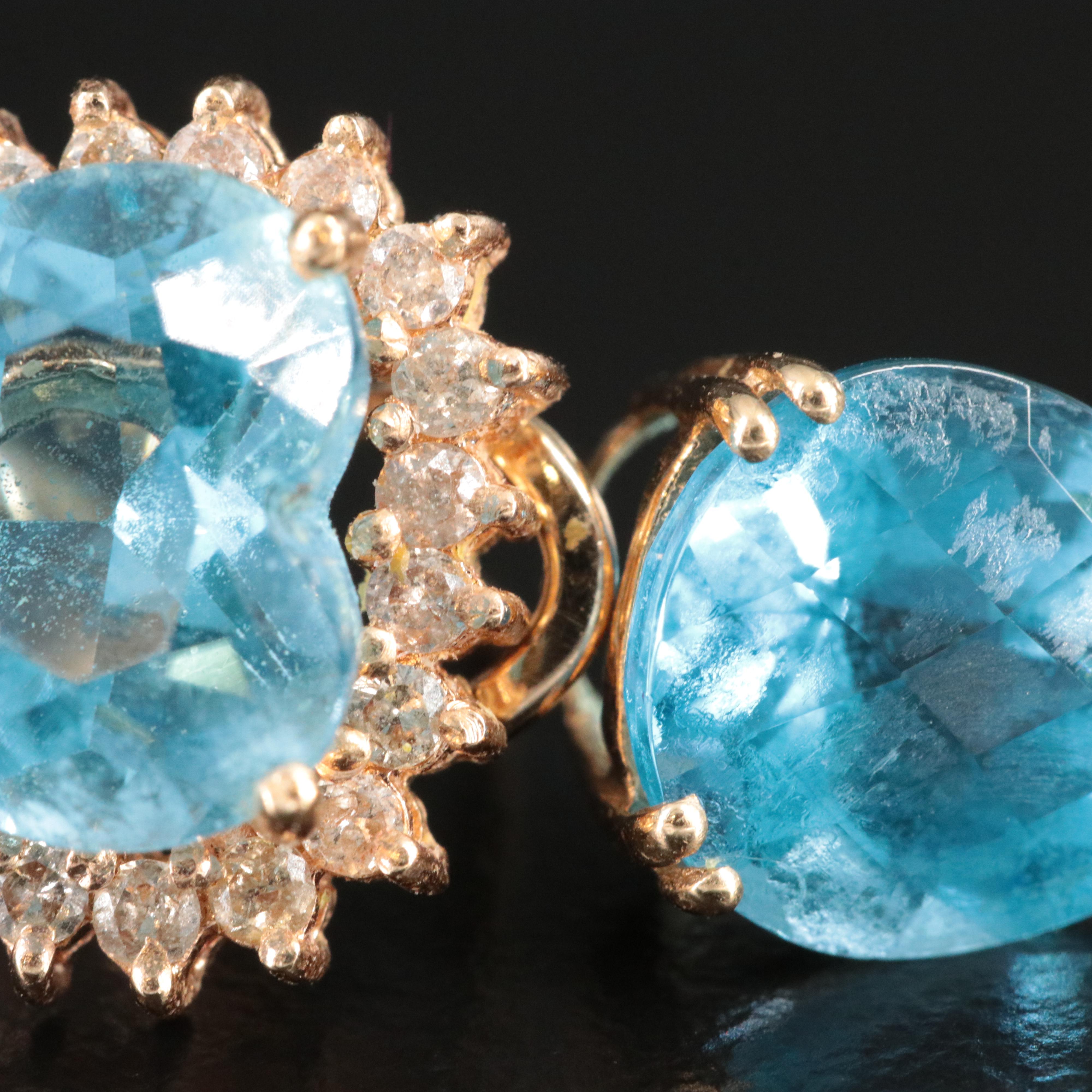 14K Topaz and Diamond Earrings