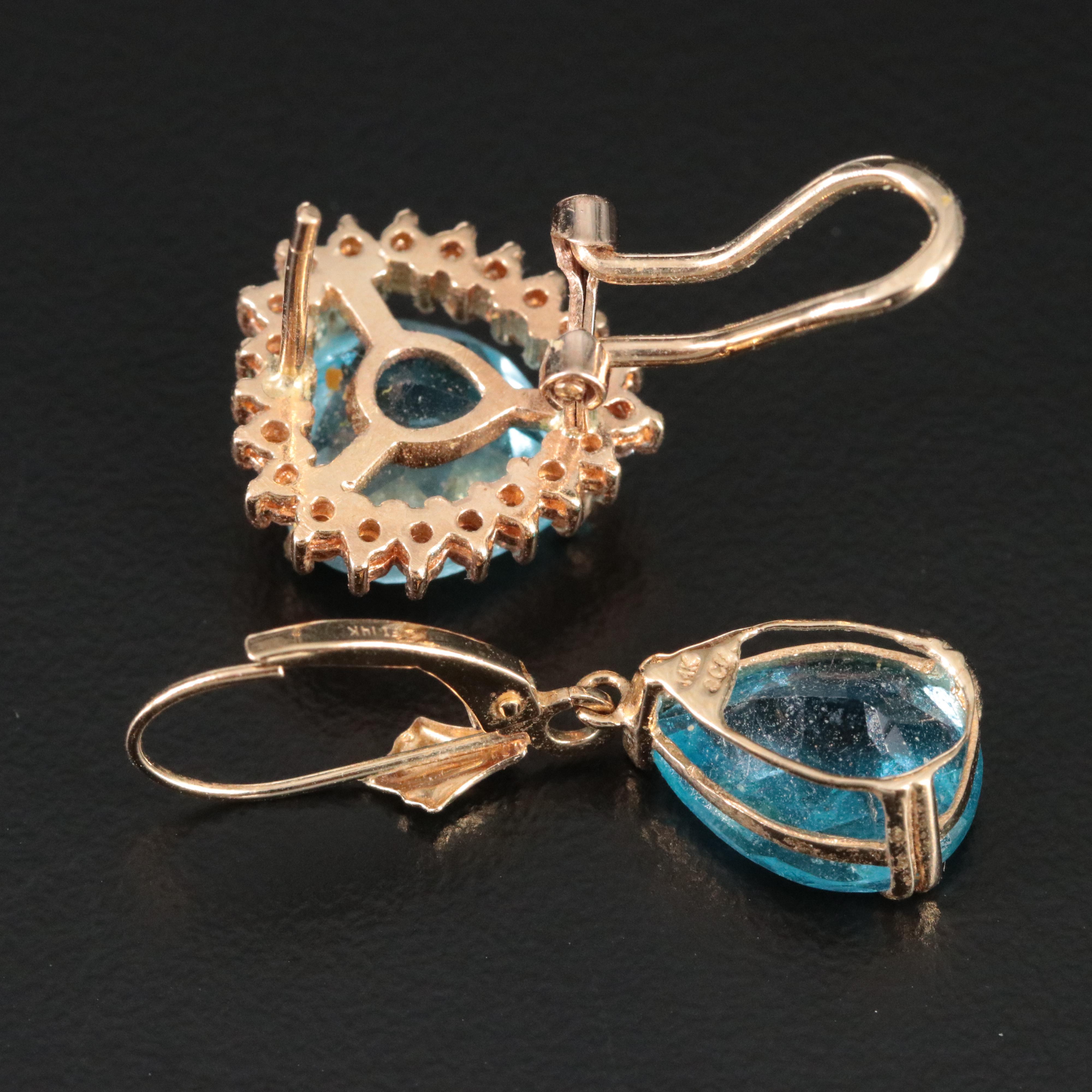 14K Topaz and Diamond Earrings