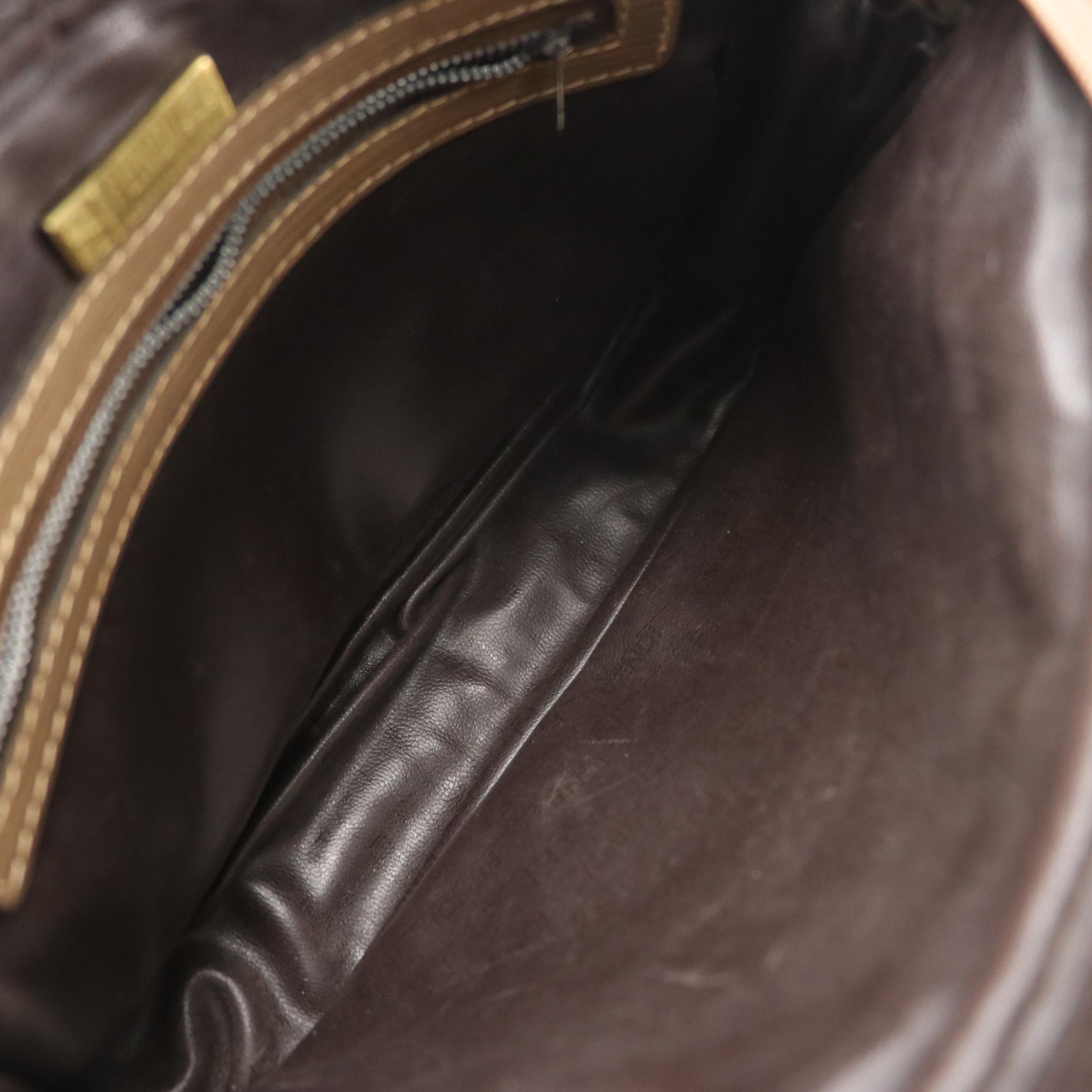 Fendi Crossbody Bag in Zucchino Coated Canvas and Textured Leather