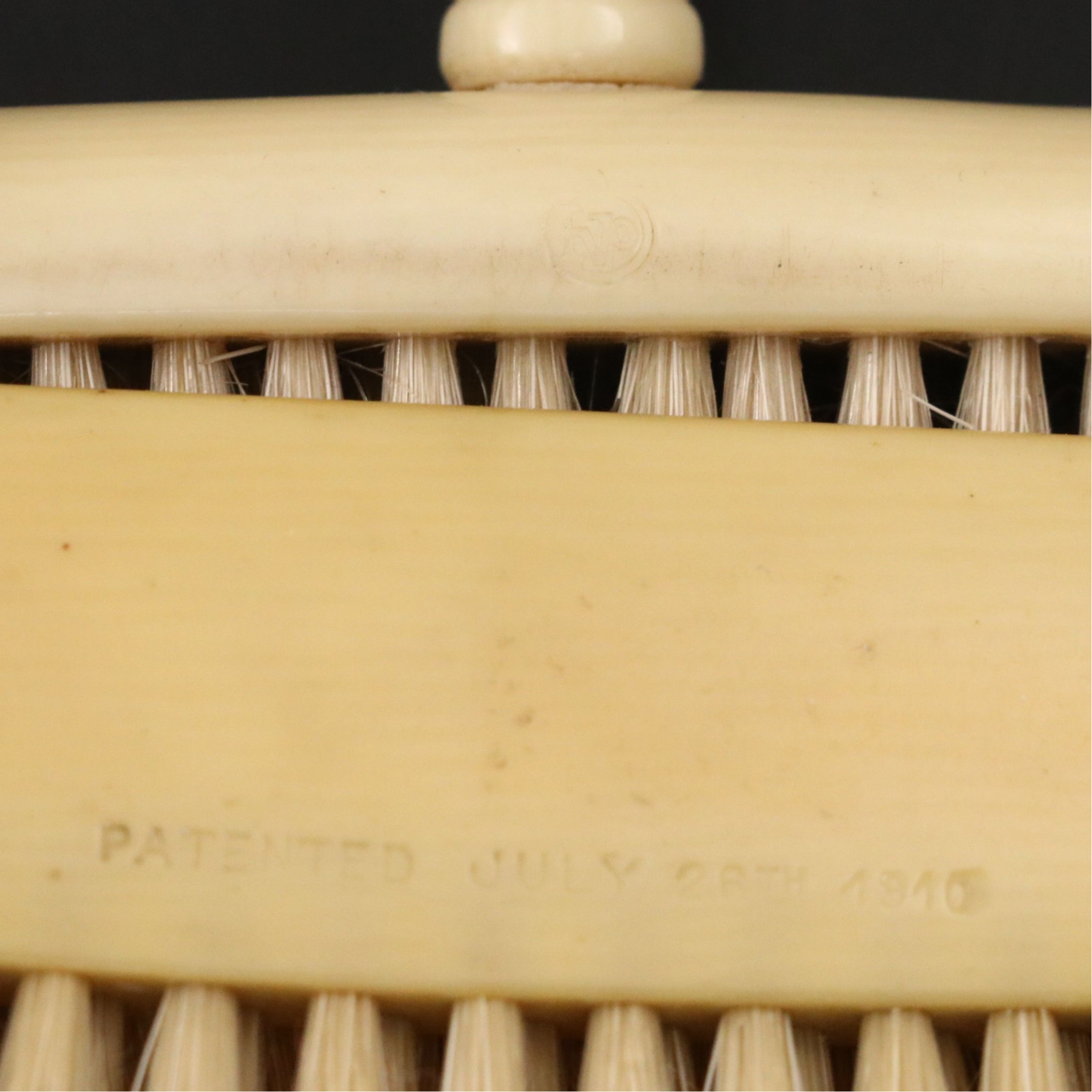 French Ivory Vanity Set with Nail Tools, Boxes and Hand Held Mirror