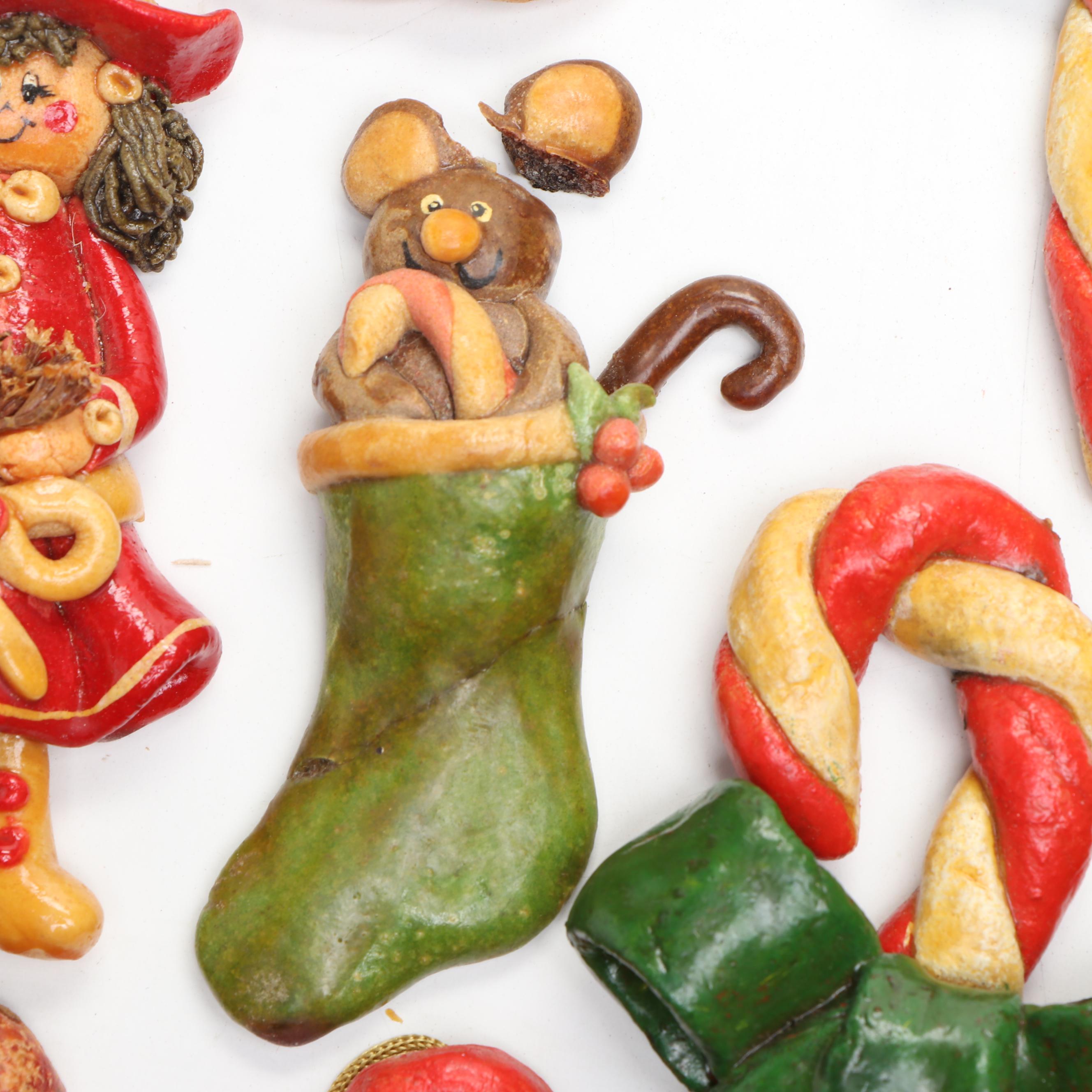 Handmade Salt Dough Christmas Ornaments, Late 20th Century