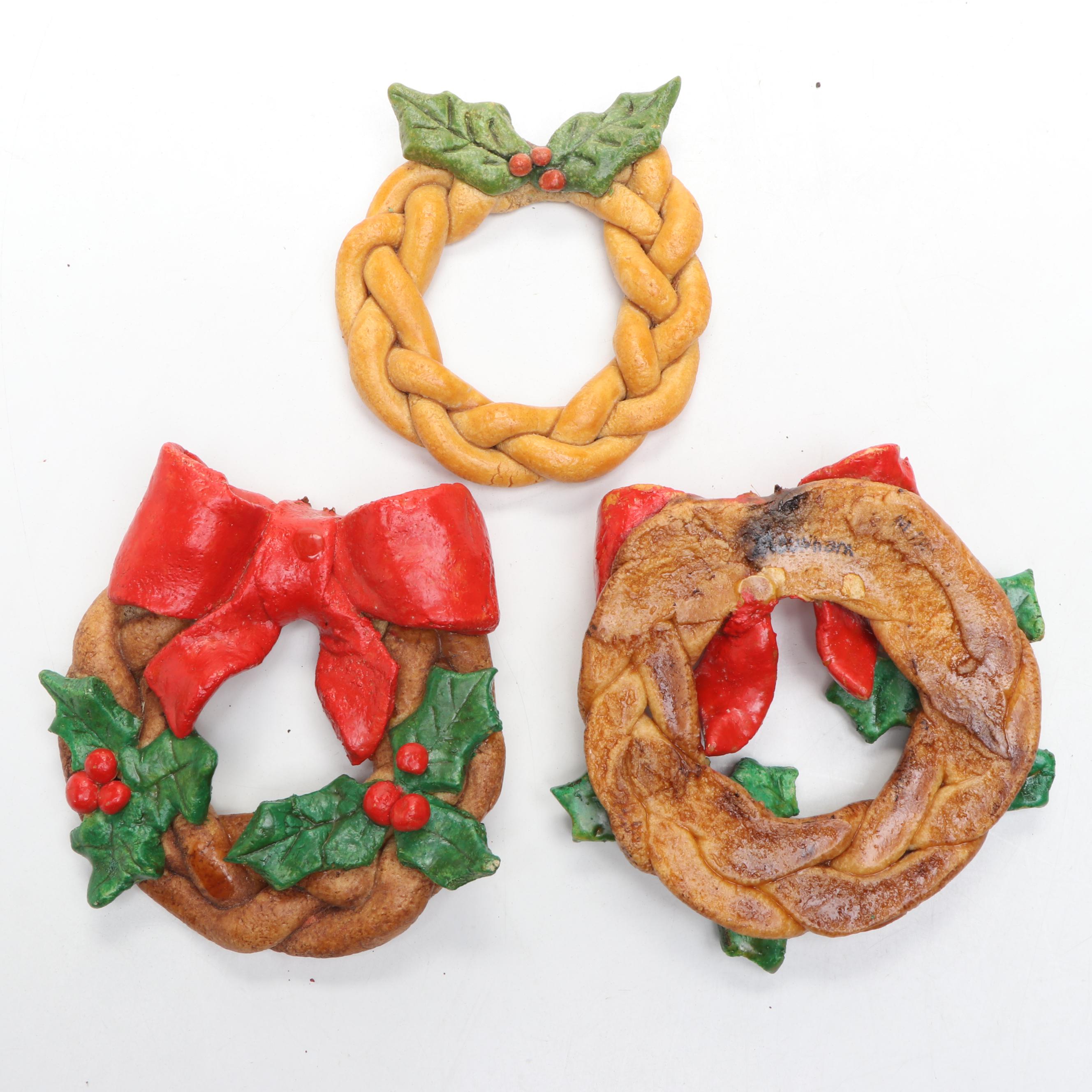 Handmade Salt Dough Christmas Ornaments, Late 20th Century