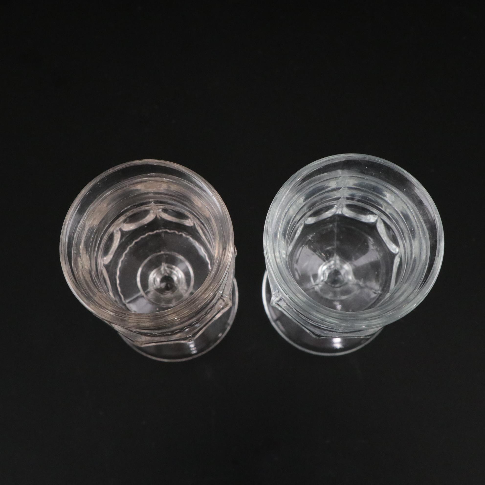 Set of Seven "King's Crown" Glass Goblets, Mid-20th Century