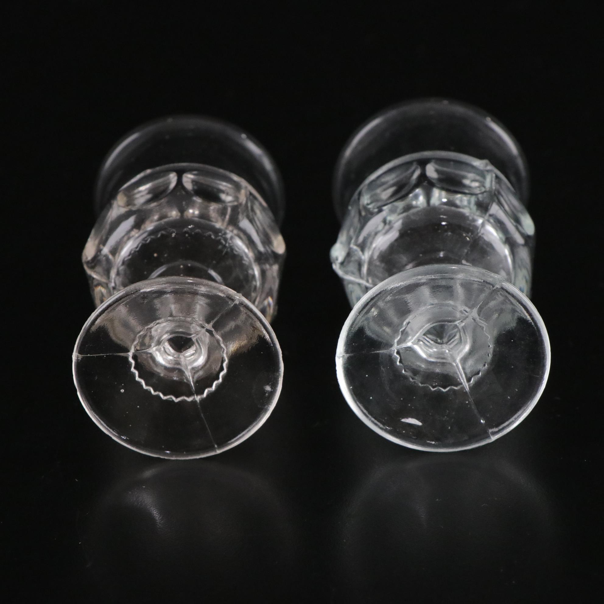 Set of Seven "King's Crown" Glass Goblets, Mid-20th Century