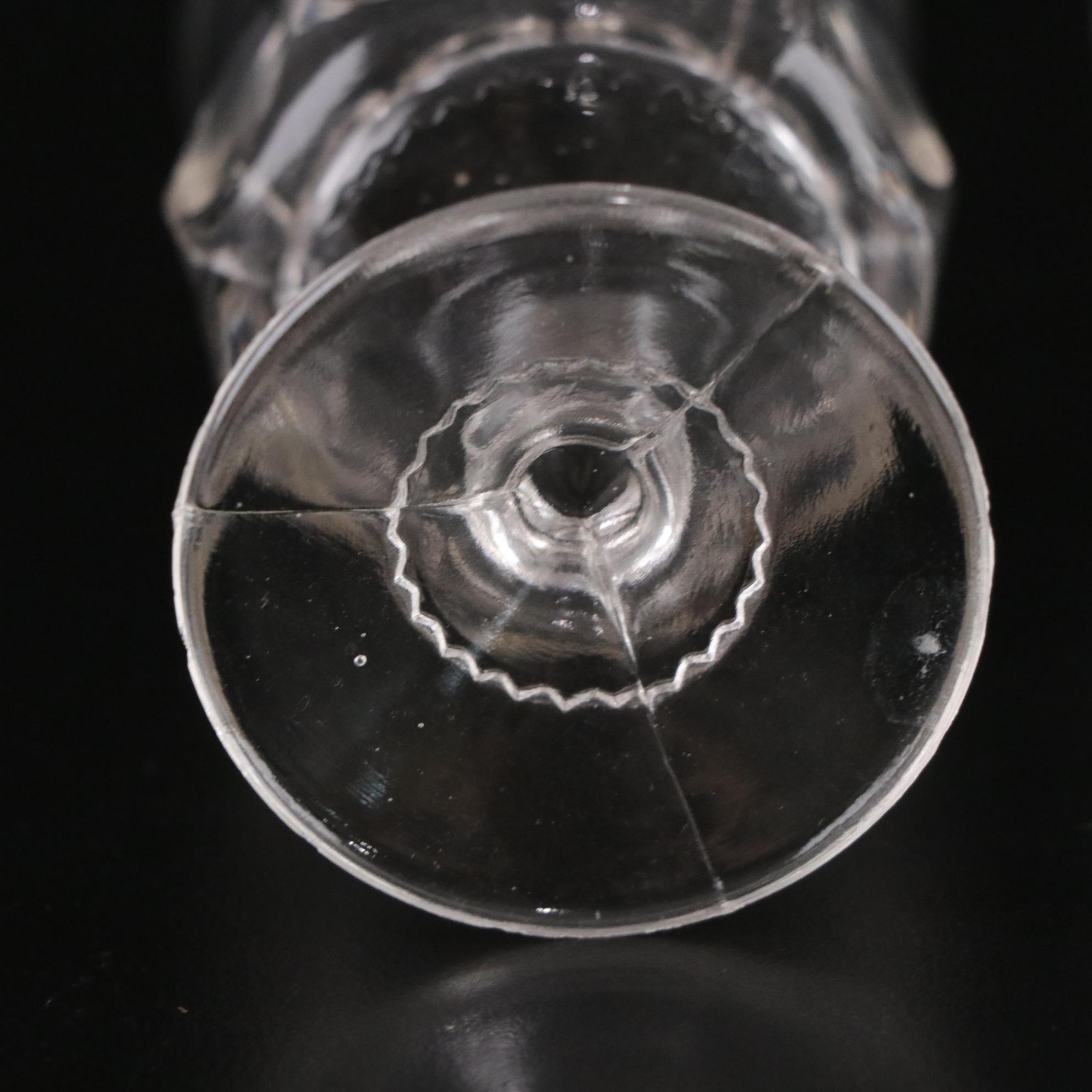 Set of Seven "King's Crown" Glass Goblets, Mid-20th Century