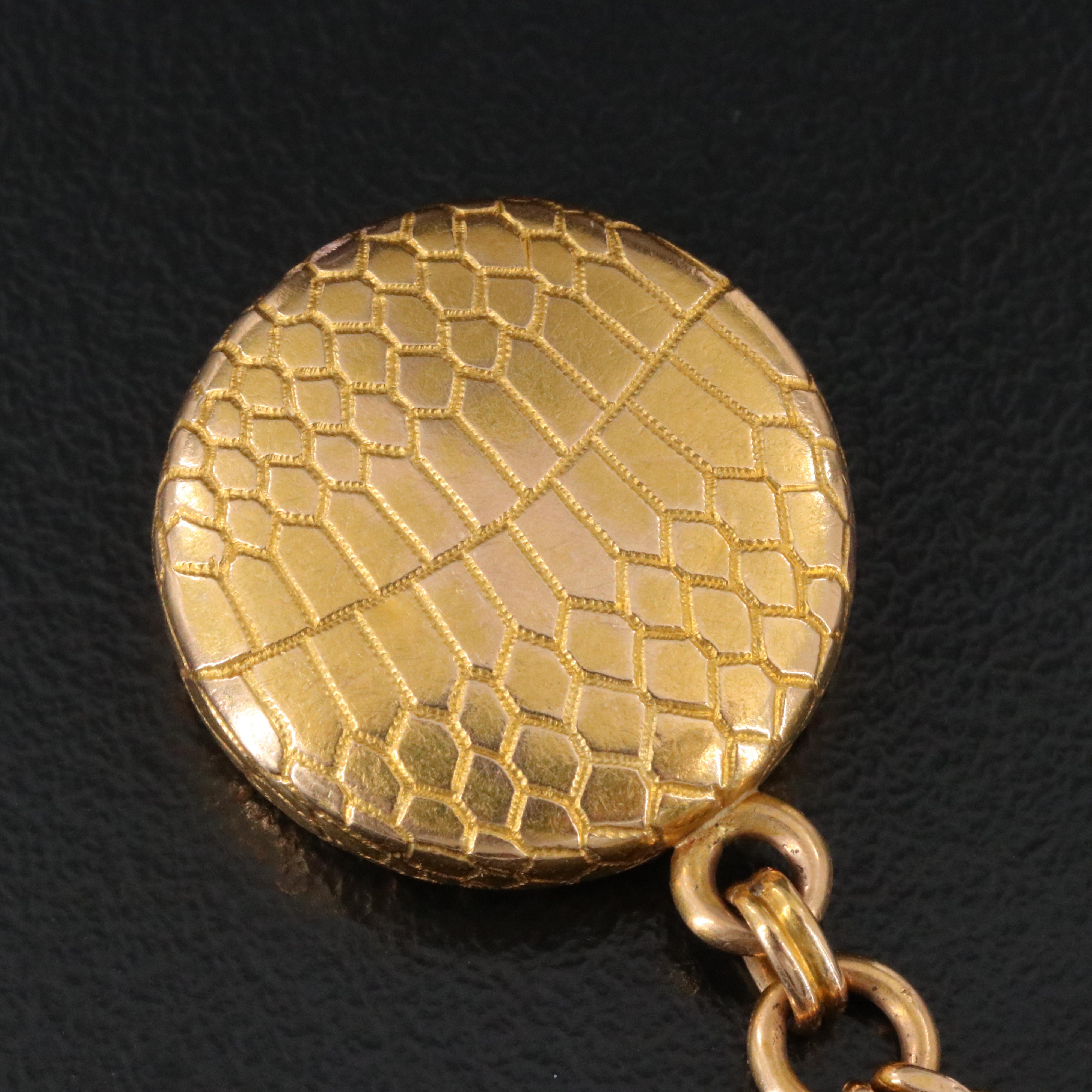 Antique 14K 0.07 CTW Diamond Crescent Moon and Star Fob Charm and Watch Chain