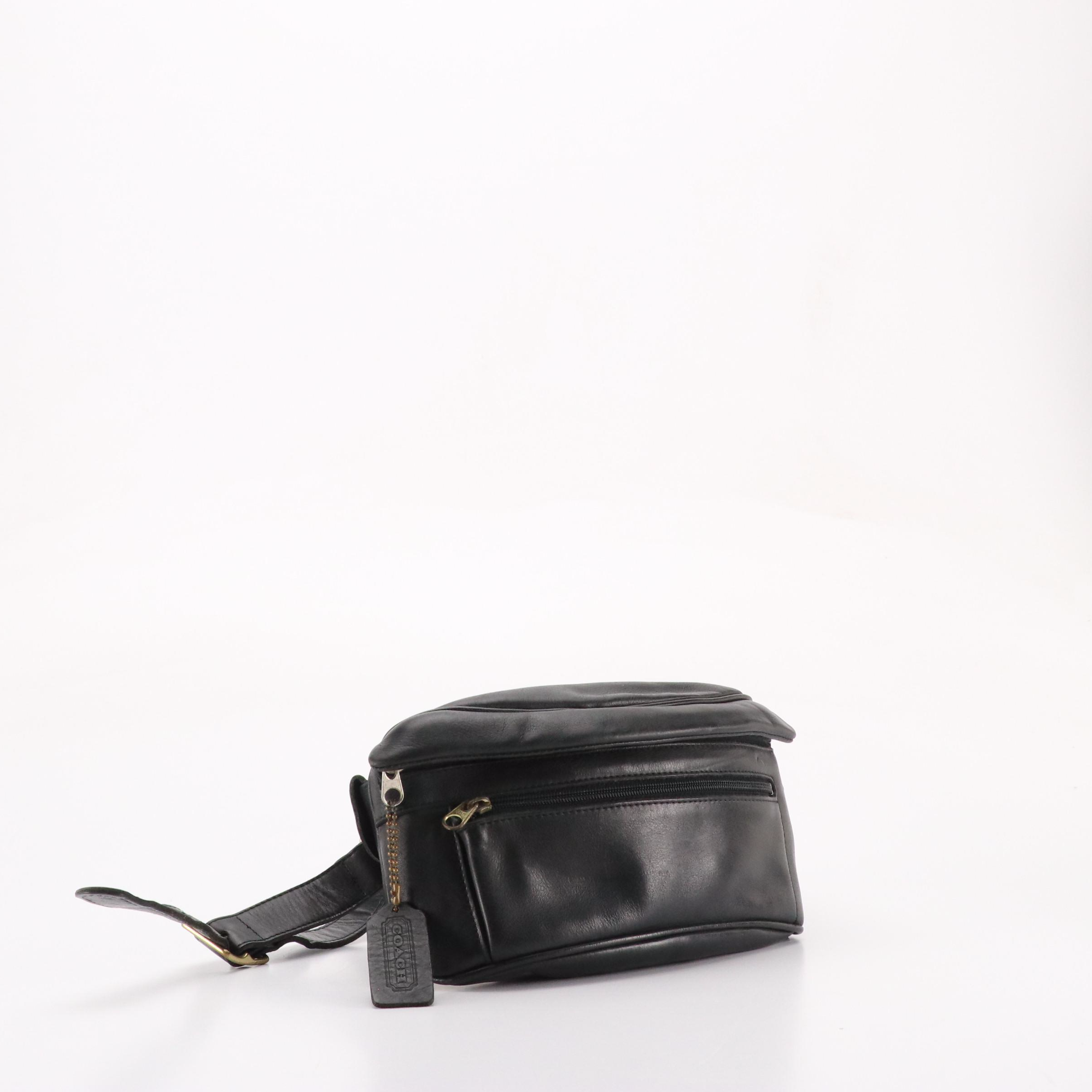 Coach Vintage Black Leather Waist Bag, 1990s