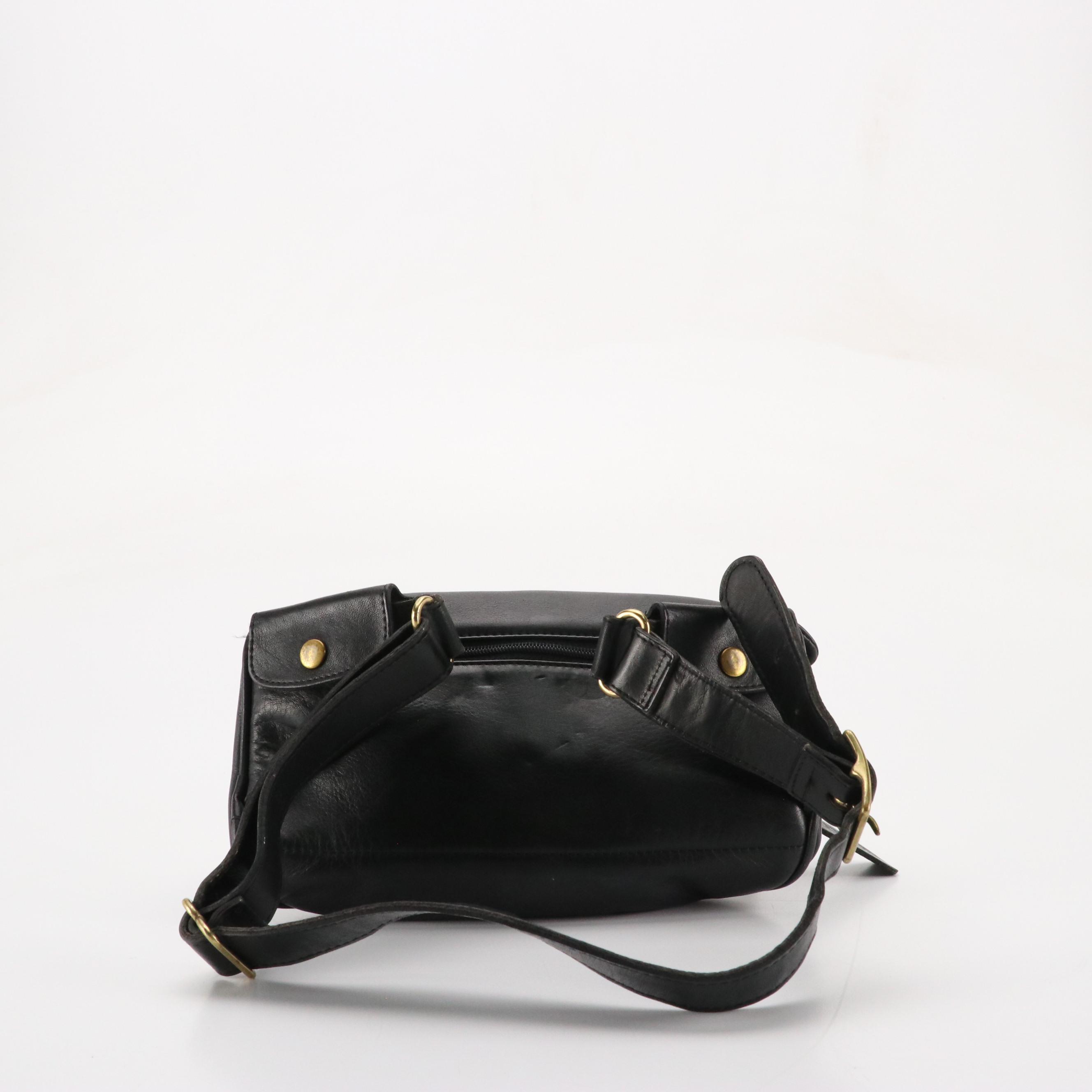 Coach Vintage Black Leather Waist Bag, 1990s